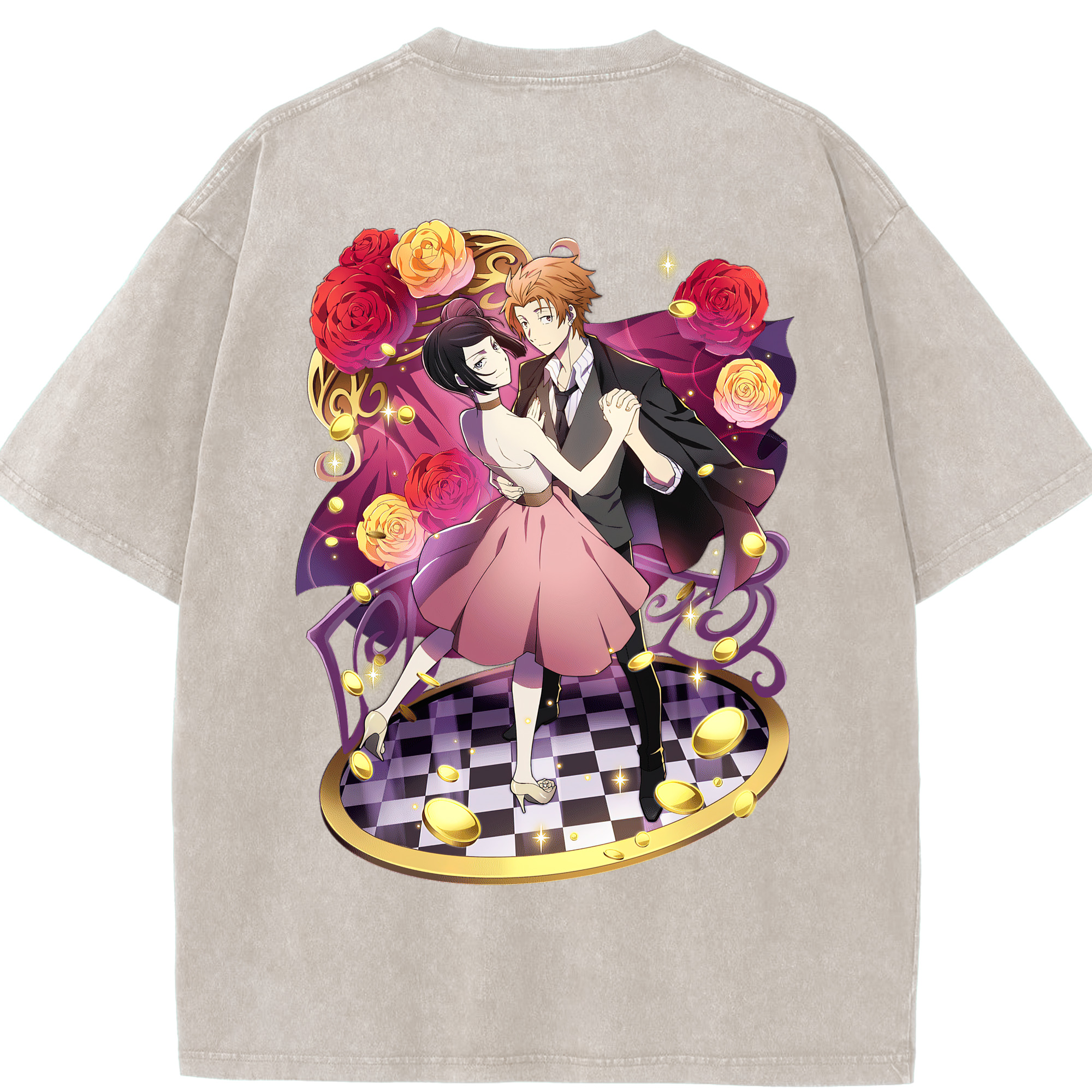 （画像用） 文豪ストレイドッグス Bungo Stray Dogs 綿100% ヴィンテージ風 半袖Tシャツ（背面プリント）