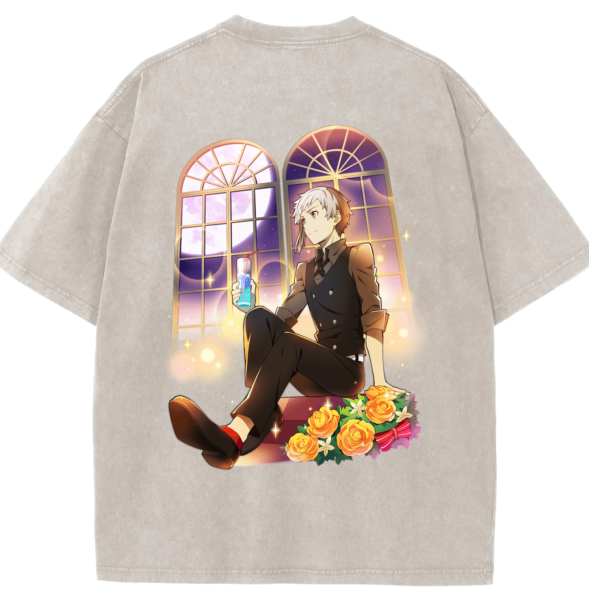 （画像用） 文豪ストレイドッグス Bungo Stray Dogs 綿100% ヴィンテージ風 半袖Tシャツ（背面プリント）