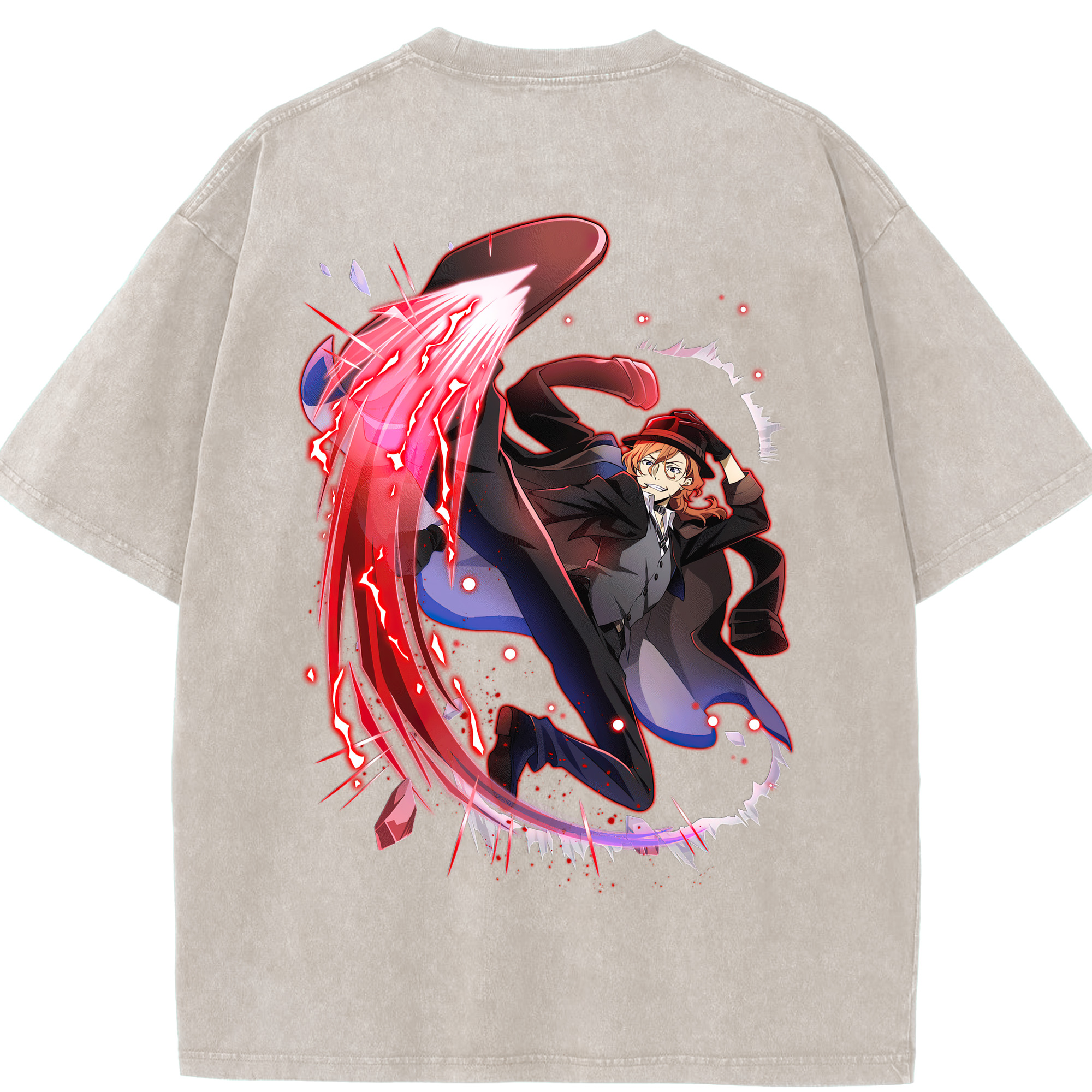 （画像用） 文豪ストレイドッグス Bungo Stray Dogs 綿100% ヴィンテージ風 半袖Tシャツ（背面プリント）