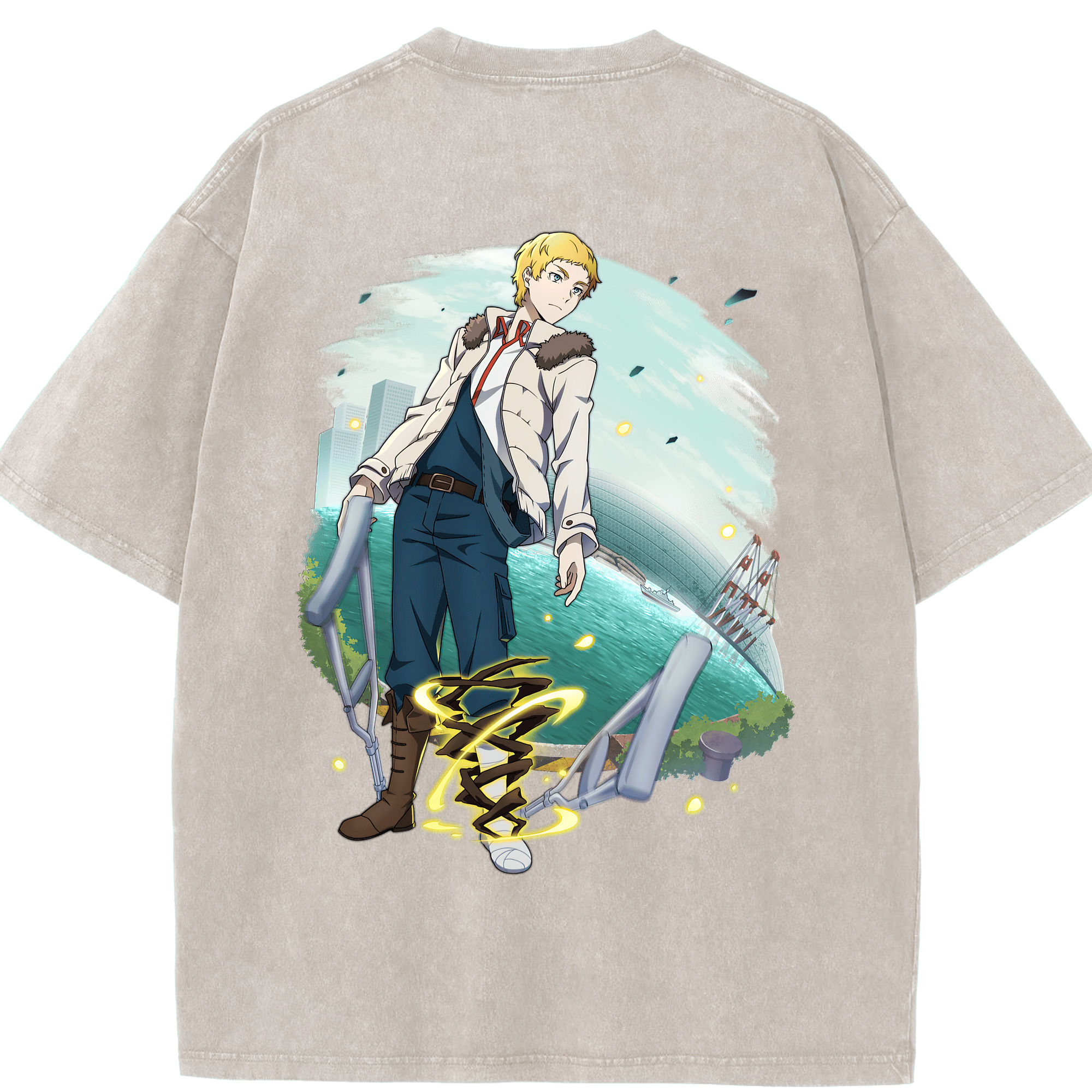 （画像用） 文豪ストレイドッグス Bungo Stray Dogs 綿100% ヴィンテージ風 半袖Tシャツ（背面プリント）