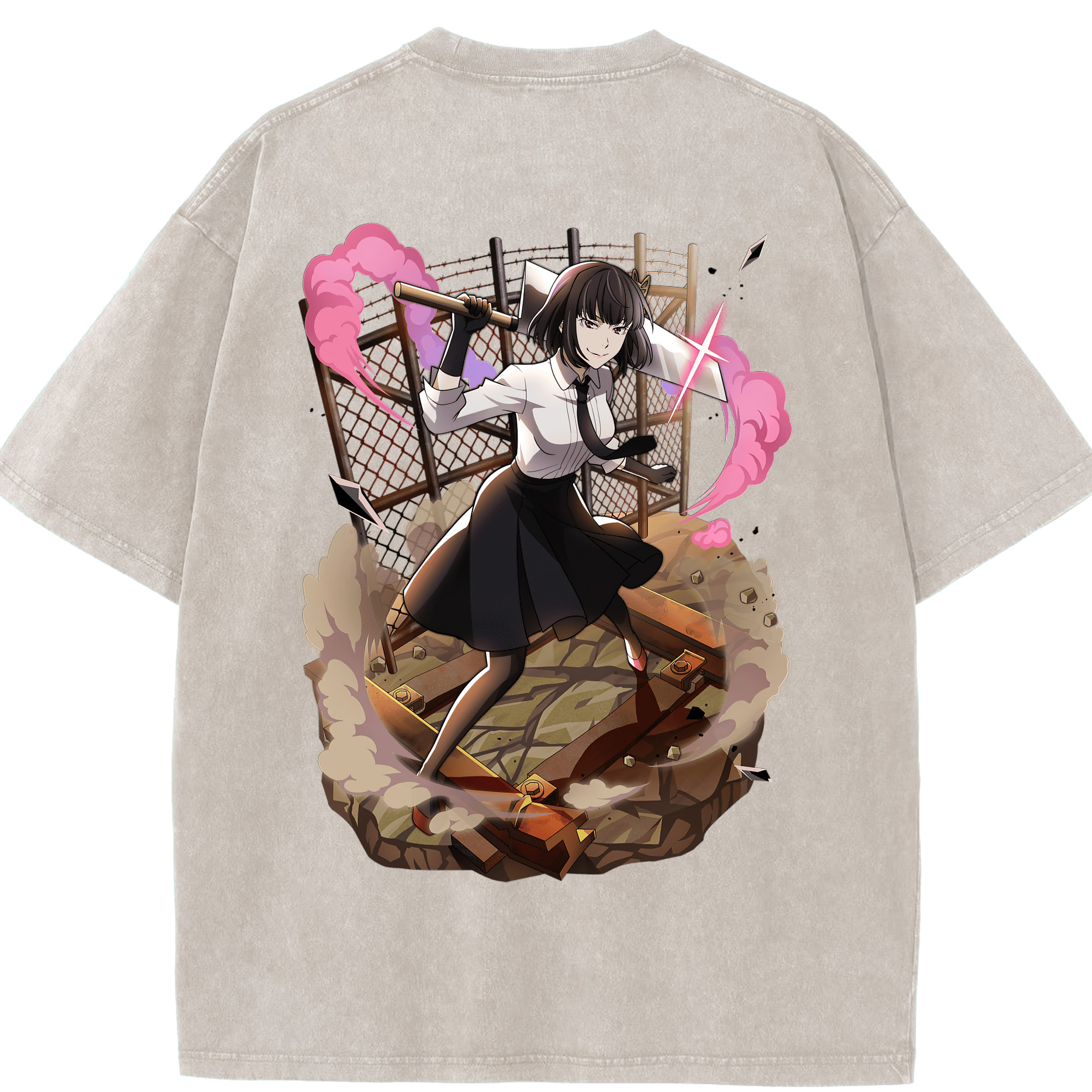 （画像用） 文豪ストレイドッグス Bungo Stray Dogs 綿100% ヴィンテージ風 半袖Tシャツ（背面プリント）