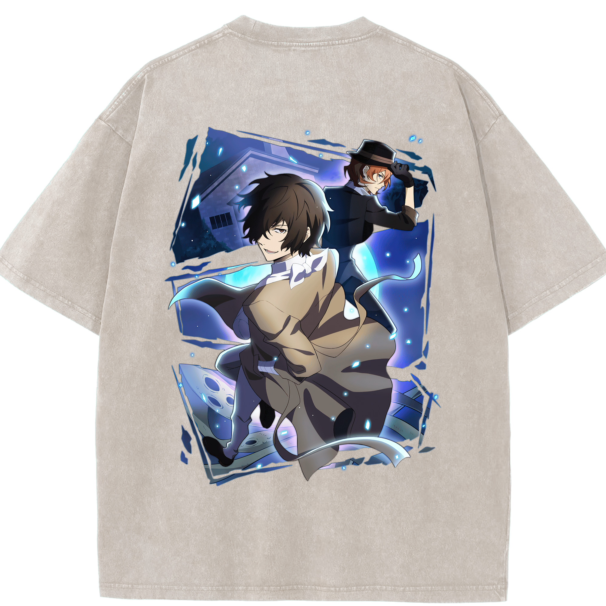 （画像用） 文豪ストレイドッグス Bungo Stray Dogs 綿100% ヴィンテージ風 半袖Tシャツ（背面プリント）