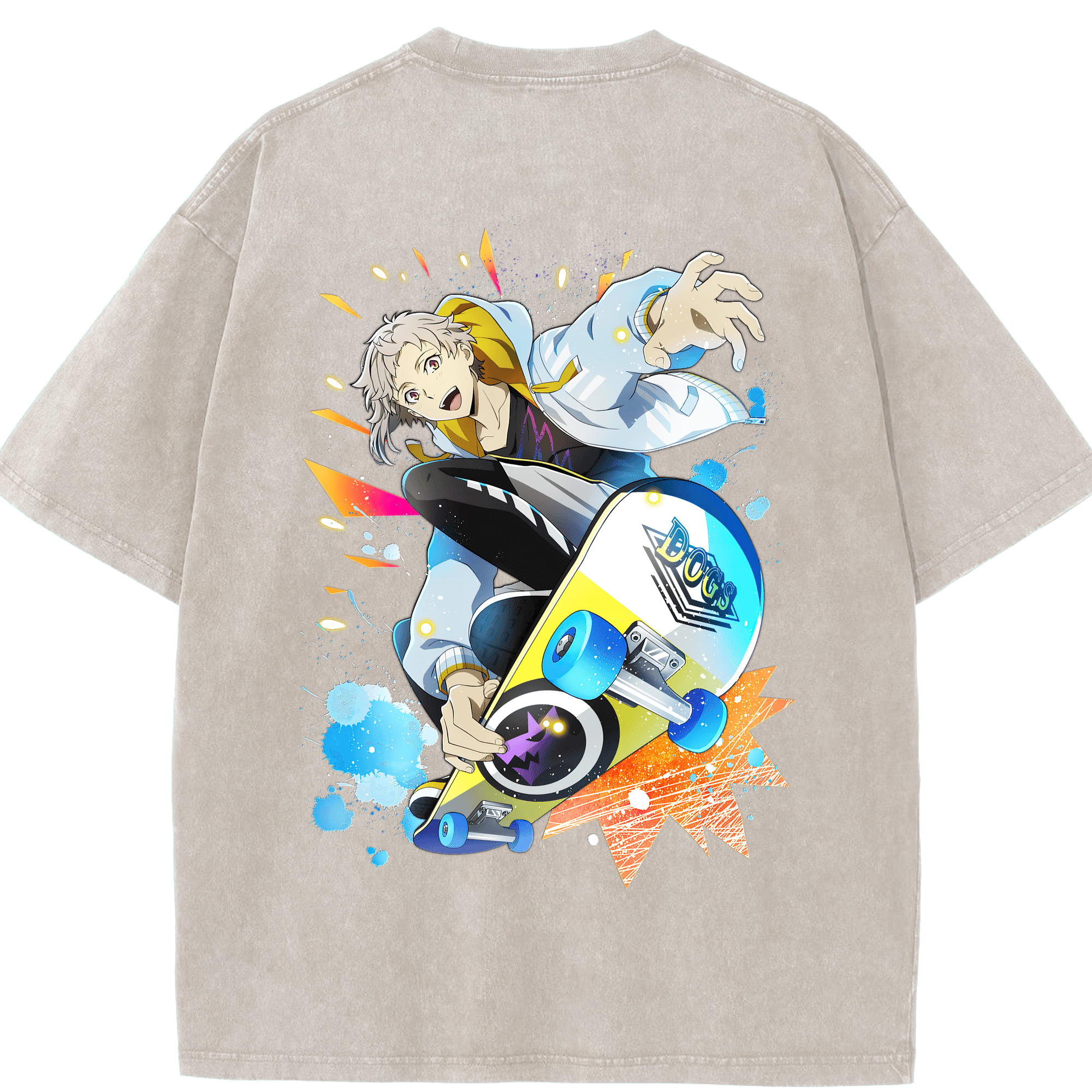 （画像用） 文豪ストレイドッグス Bungo Stray Dogs 綿100% ヴィンテージ風 半袖Tシャツ（背面プリント）
