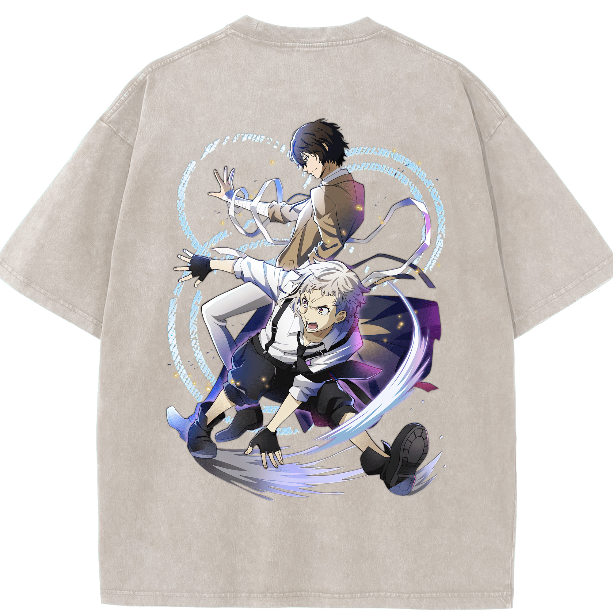 （画像用） 文豪ストレイドッグス Bungo Stray Dogs 綿100% ヴィンテージ風 半袖Tシャツ（背面プリント）