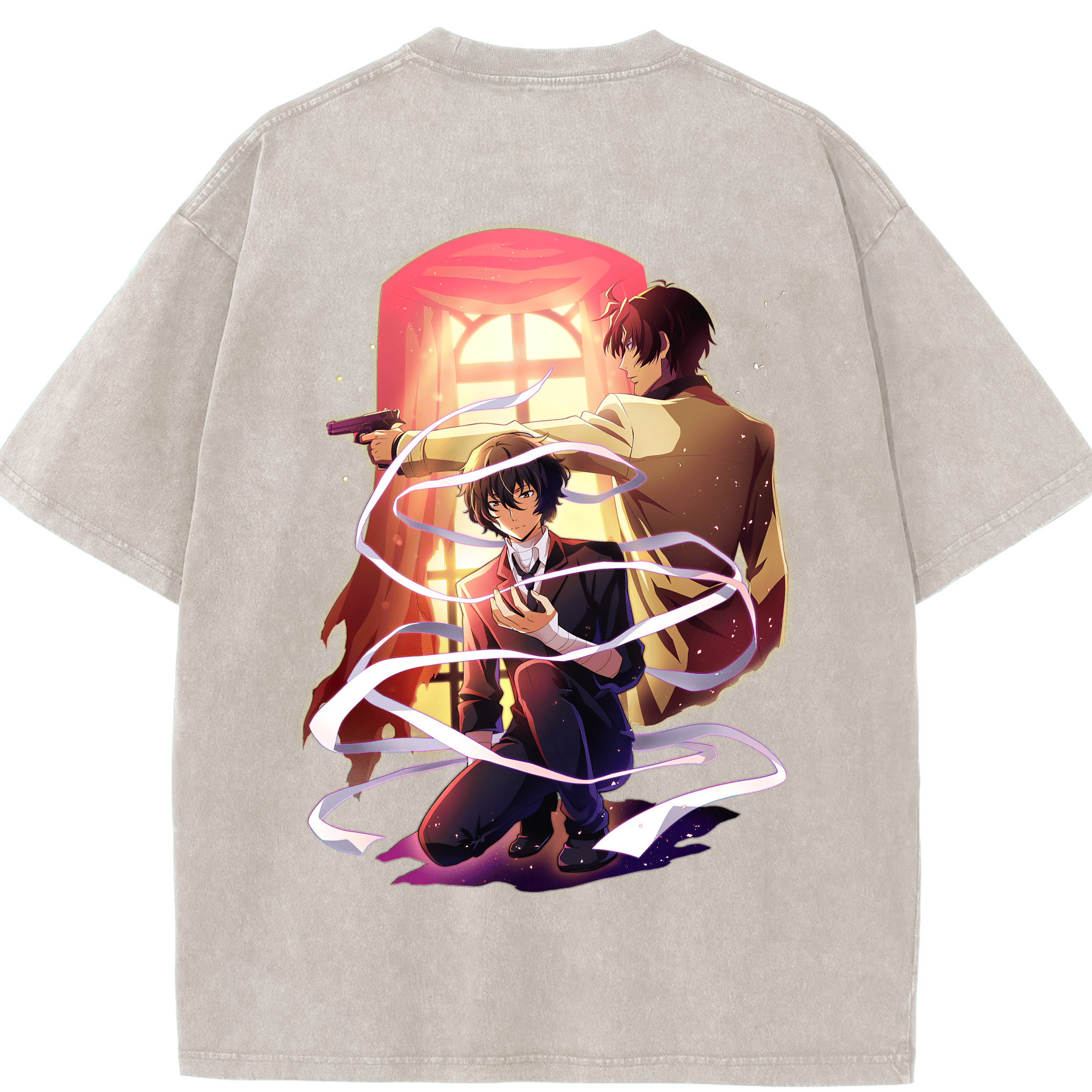 （画像用） 文豪ストレイドッグス Bungo Stray Dogs 綿100% ヴィンテージ風 半袖Tシャツ（背面プリント）