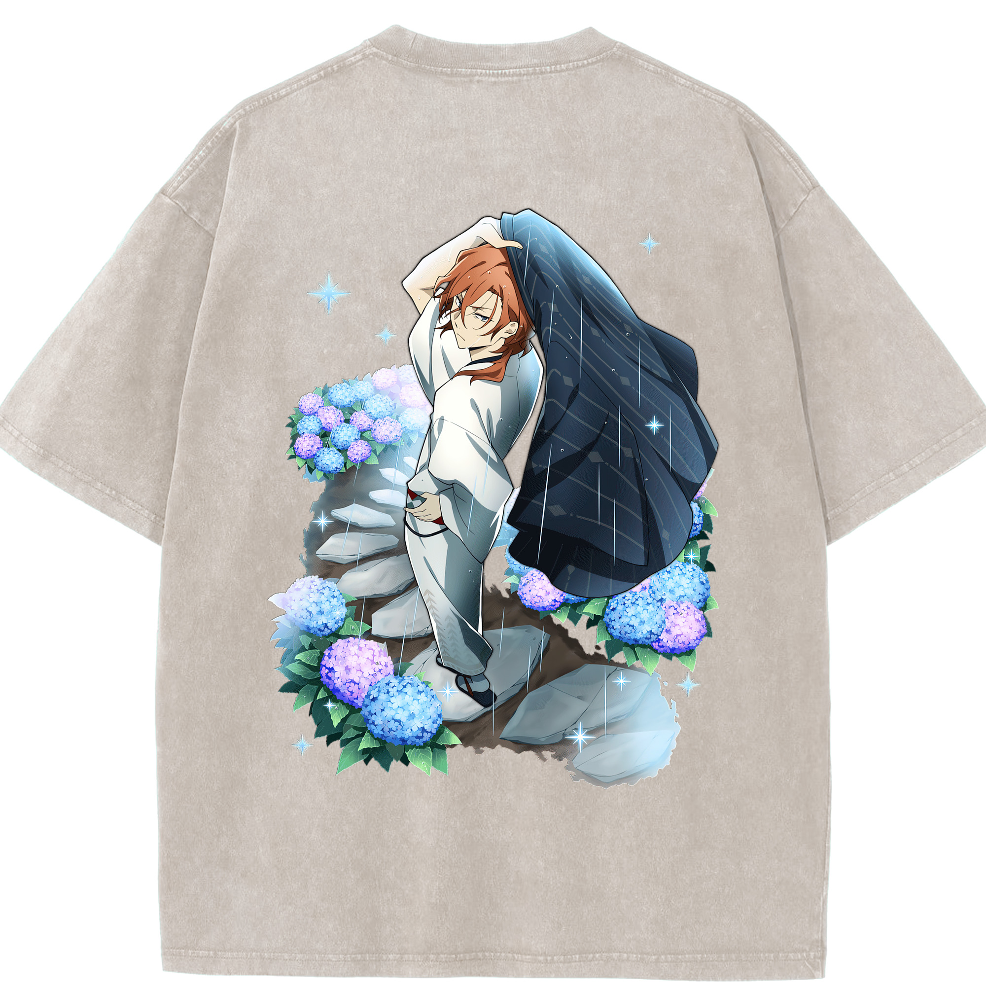 （画像用） 文豪ストレイドッグス Bungo Stray Dogs 綿100% ヴィンテージ風 半袖Tシャツ（背面プリント）