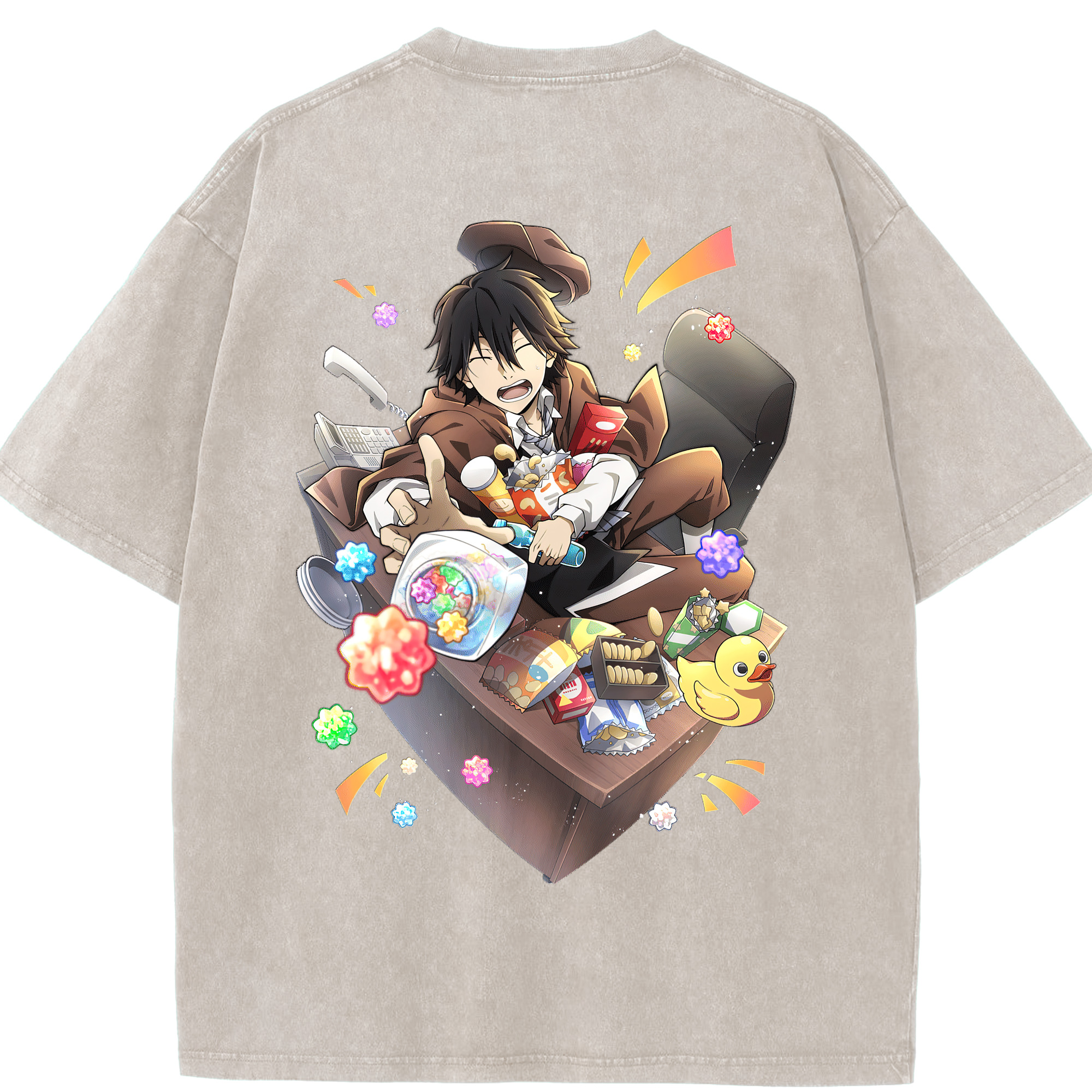 （画像用） 文豪ストレイドッグス Bungo Stray Dogs 綿100% ヴィンテージ風 半袖Tシャツ（背面プリント）