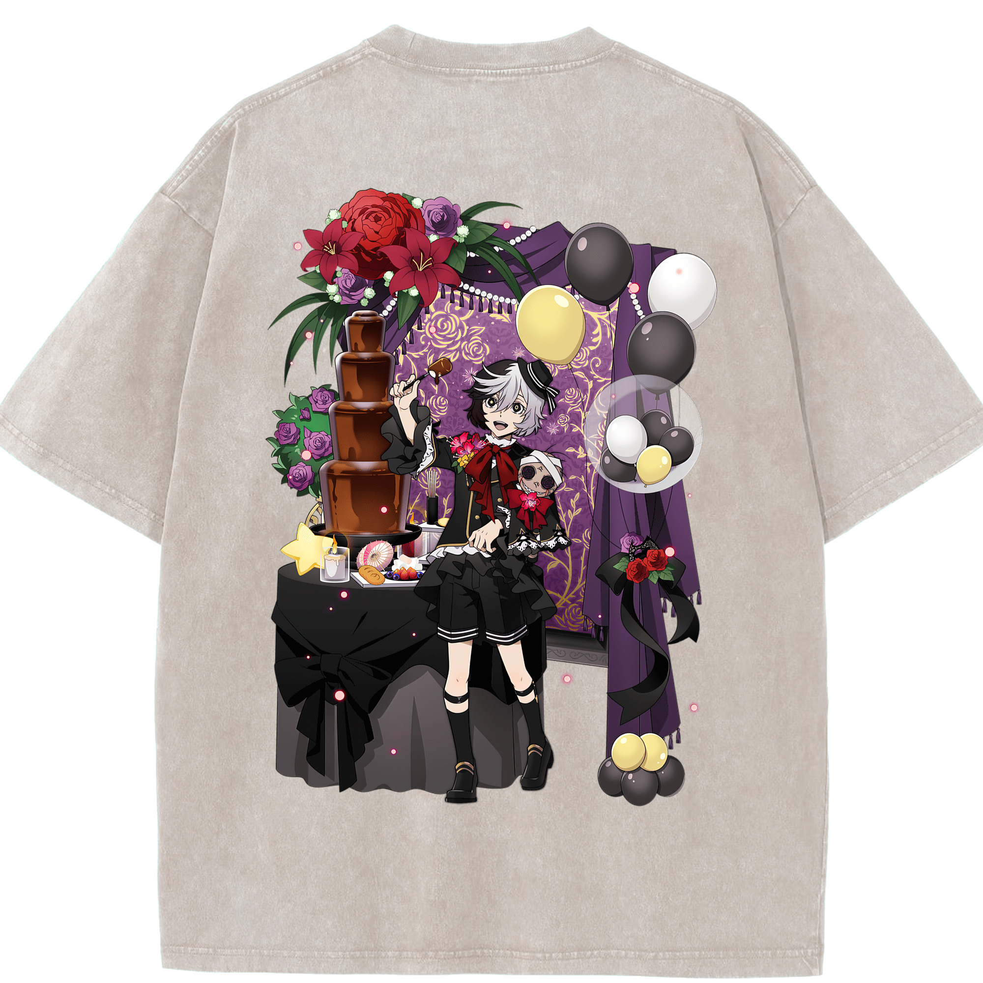 （画像用） 文豪ストレイドッグス Bungo Stray Dogs 綿100% ヴィンテージ風 半袖Tシャツ（背面プリント）