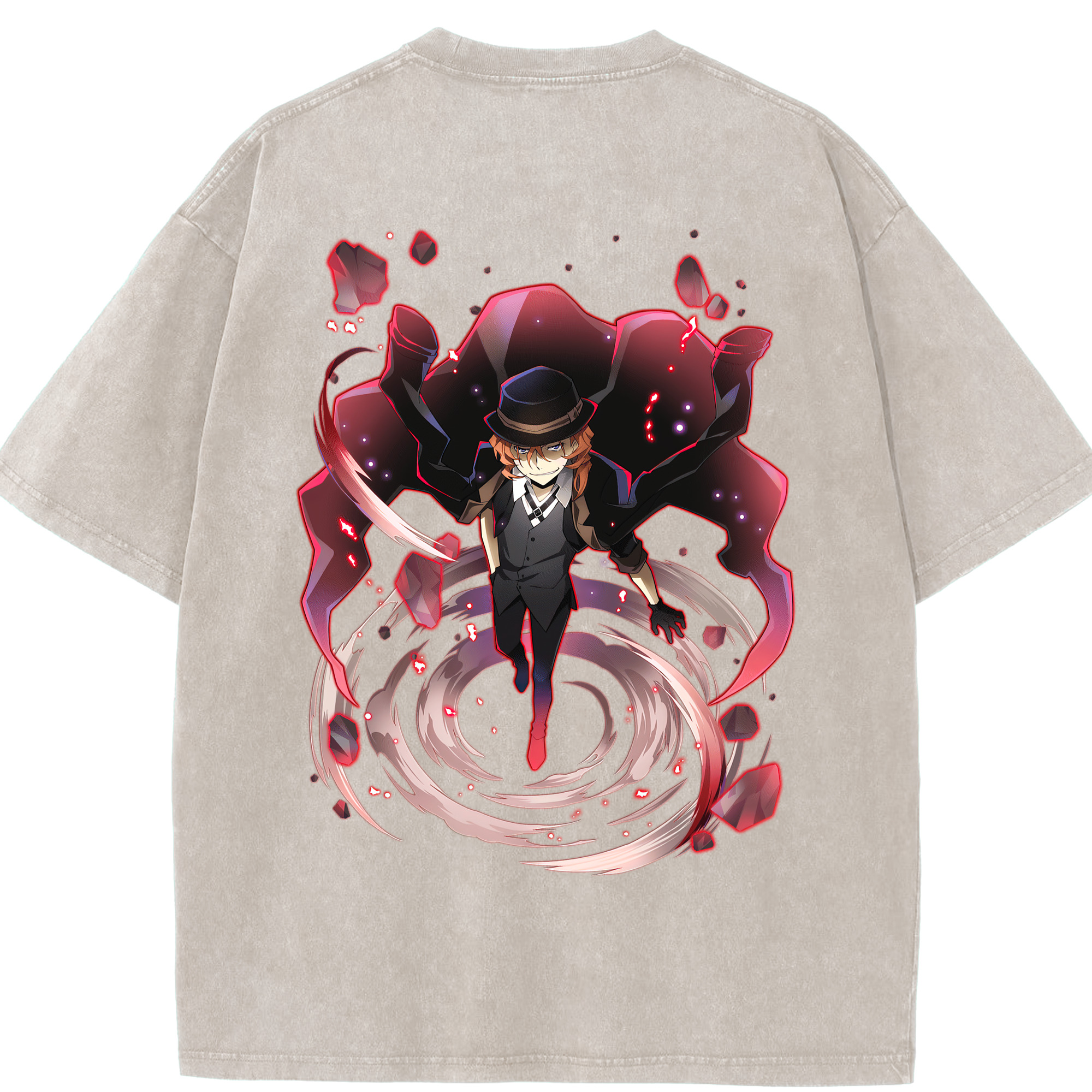 （画像用） 文豪ストレイドッグス Bungo Stray Dogs 綿100% ヴィンテージ風 半袖Tシャツ（背面プリント）