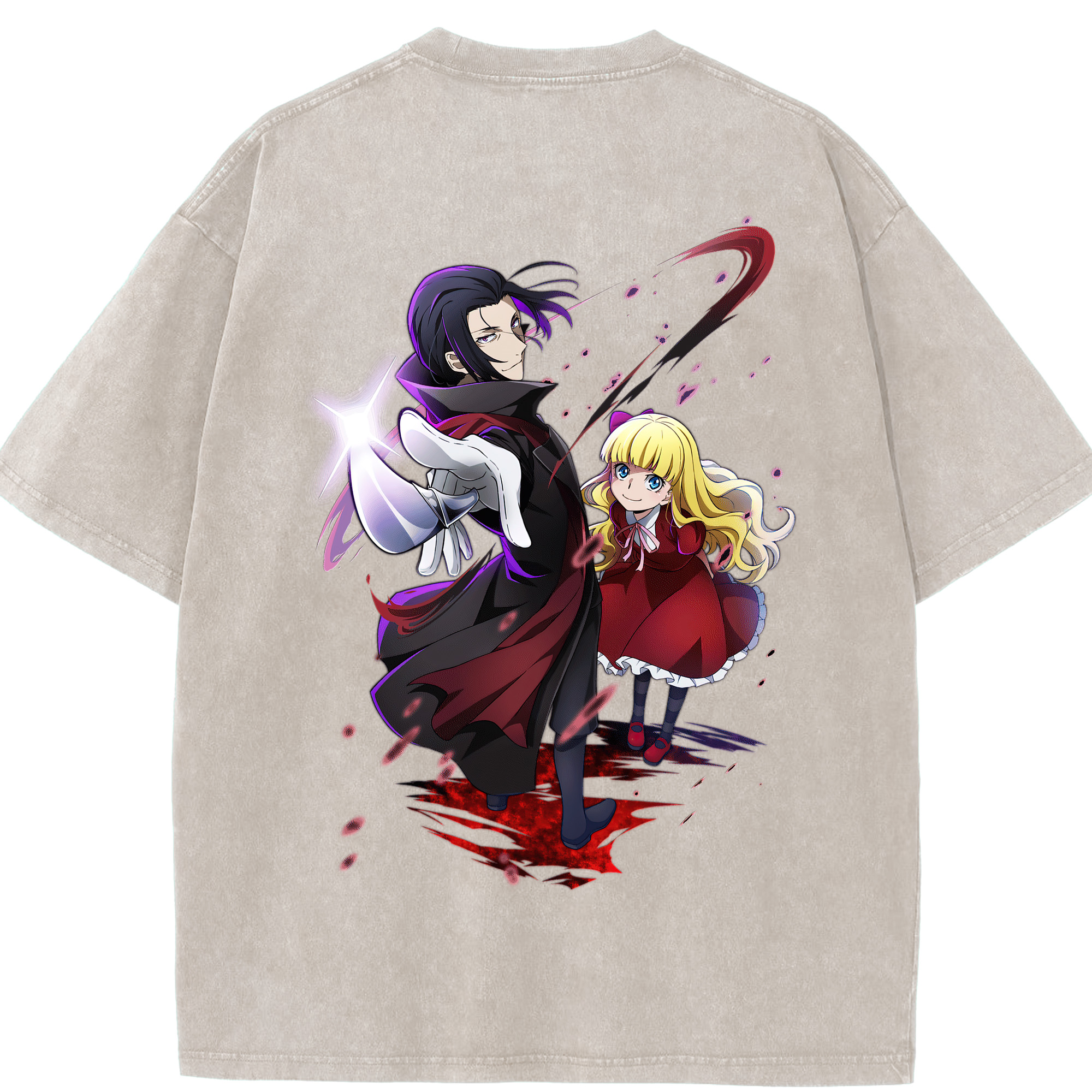 （画像用） 文豪ストレイドッグス Bungo Stray Dogs 綿100% ヴィンテージ風 半袖Tシャツ（背面プリント）