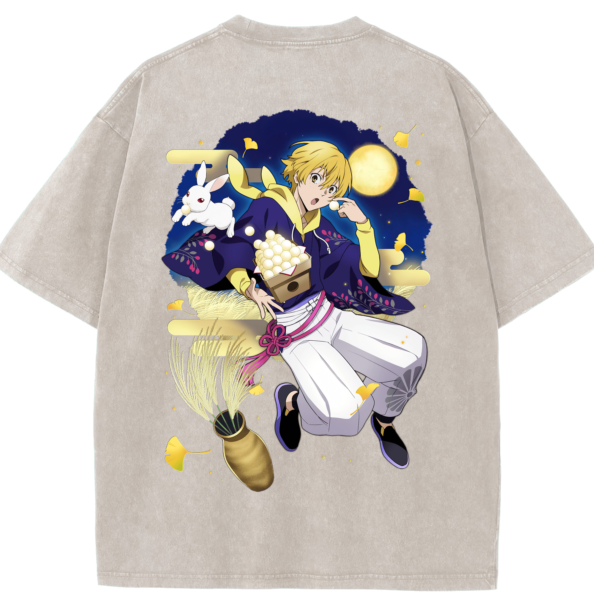 （画像用） 文豪ストレイドッグス Bungo Stray Dogs 綿100% ヴィンテージ風 半袖Tシャツ（背面プリント）