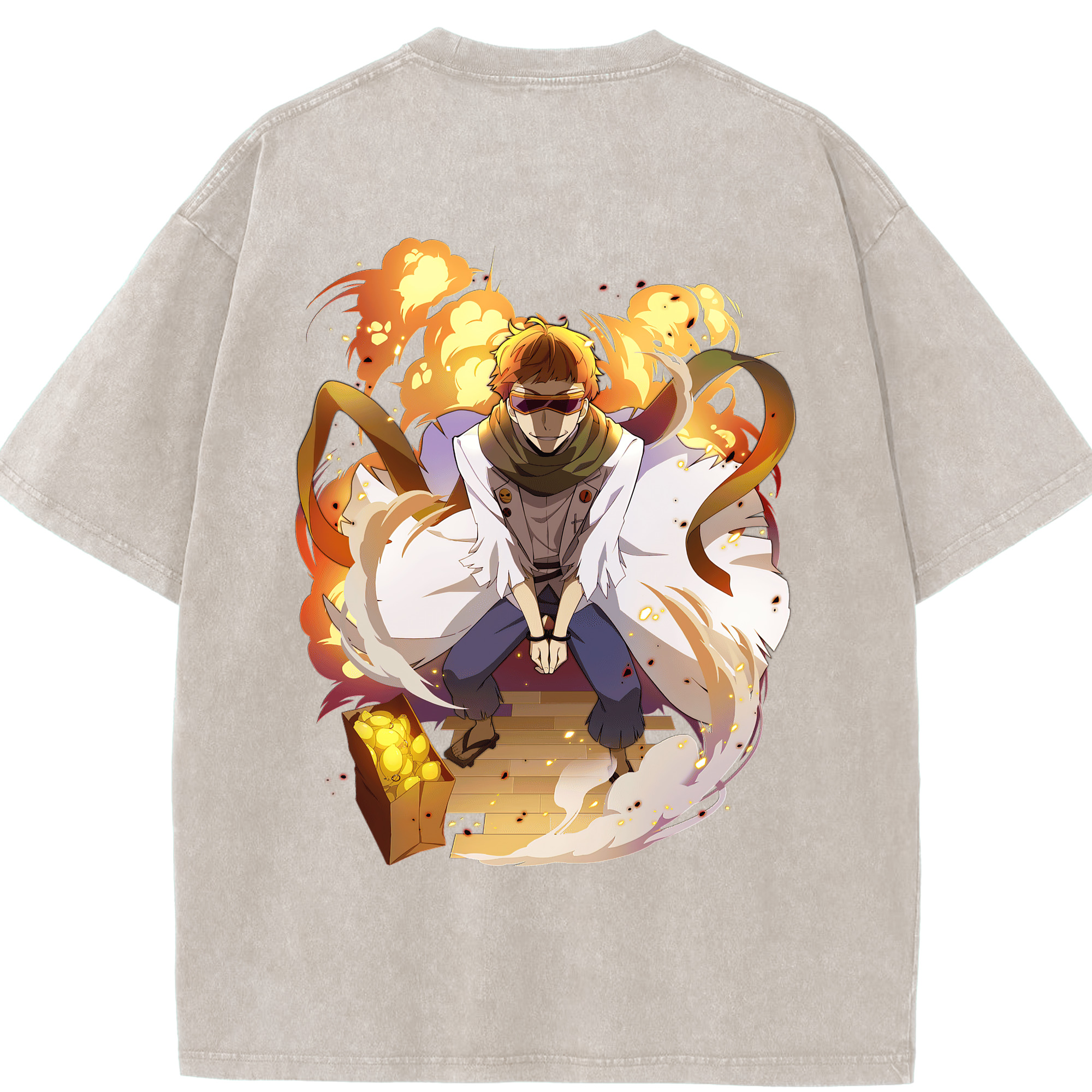 （画像用） 文豪ストレイドッグス Bungo Stray Dogs 綿100% ヴィンテージ風 半袖Tシャツ（背面プリント）