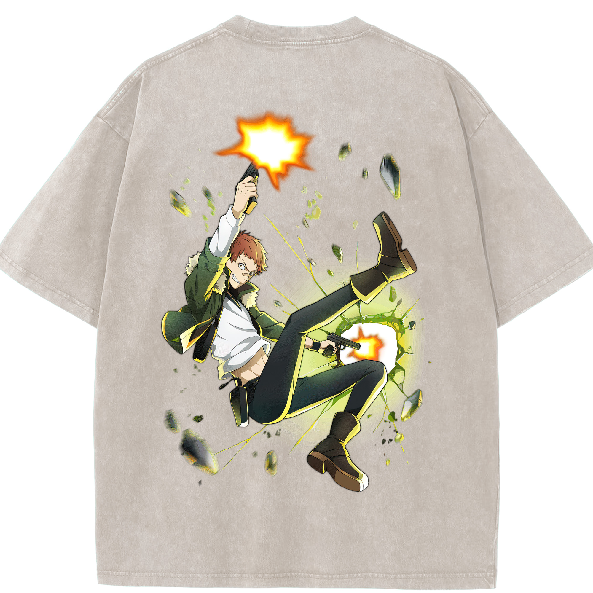 （画像用） 文豪ストレイドッグス Bungo Stray Dogs 綿100% ヴィンテージ風 半袖Tシャツ（背面プリント）