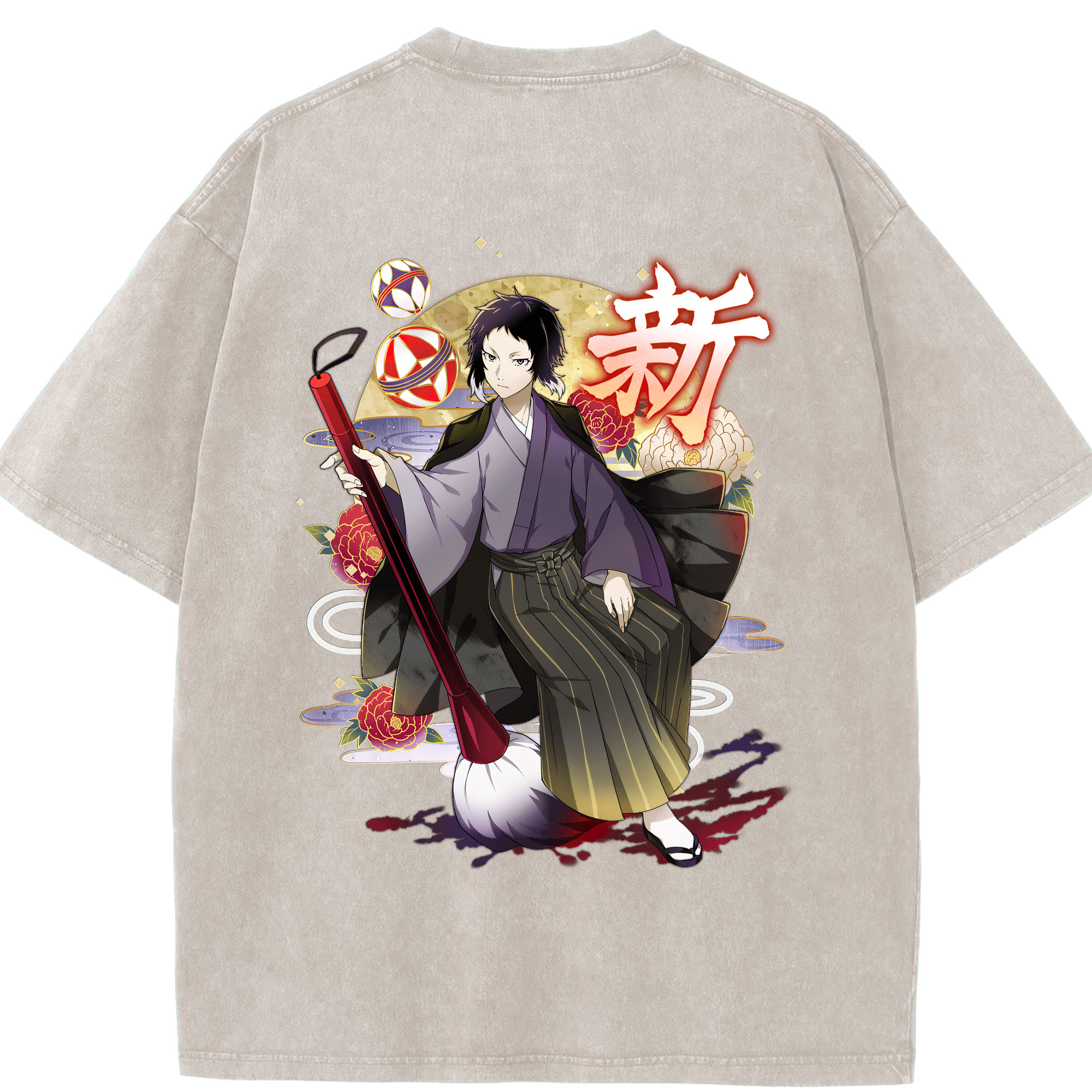 （画像用） 文豪ストレイドッグス Bungo Stray Dogs 綿100% ヴィンテージ風 半袖Tシャツ（背面プリント）