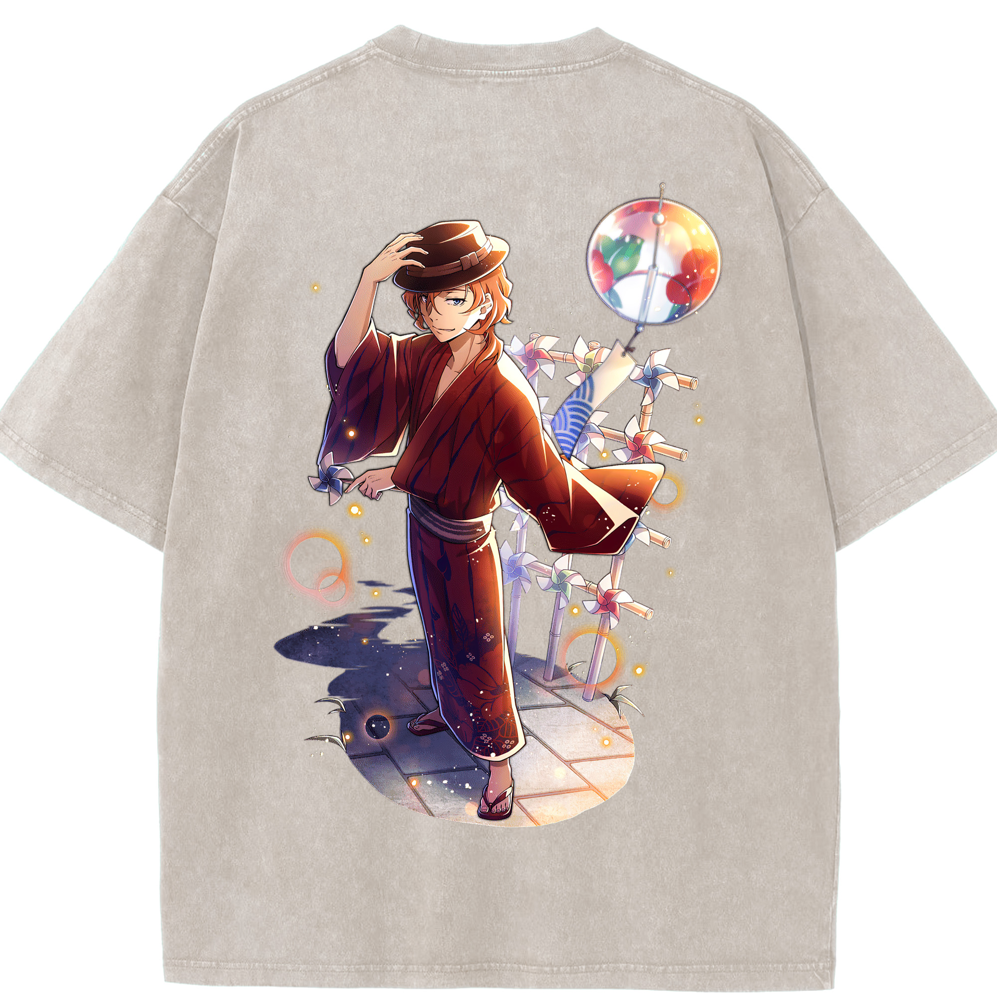 （画像用） 文豪ストレイドッグス Bungo Stray Dogs 綿100% ヴィンテージ風 半袖Tシャツ（背面プリント）