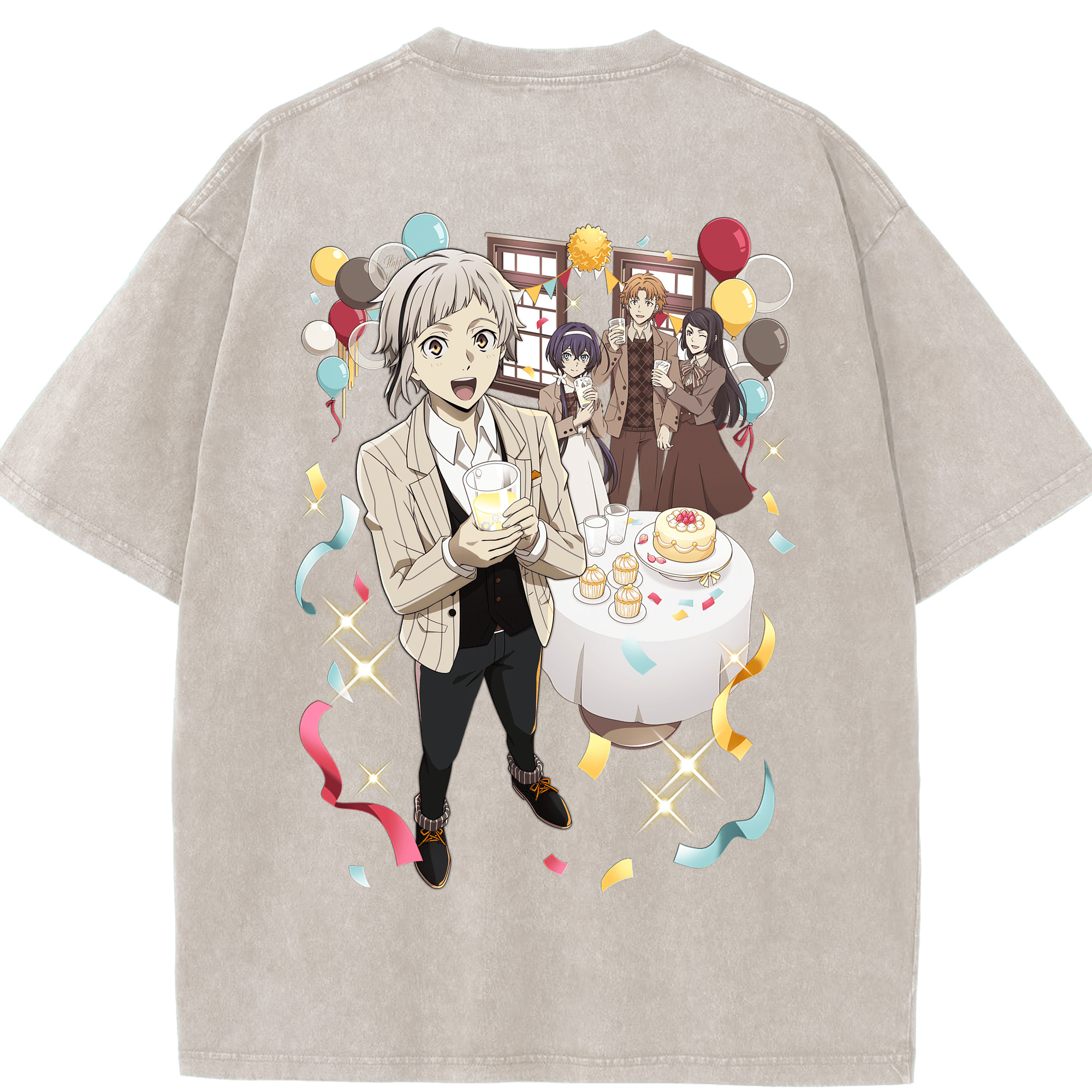 （画像用） 文豪ストレイドッグス Bungo Stray Dogs 綿100% ヴィンテージ風 半袖Tシャツ（背面プリント）