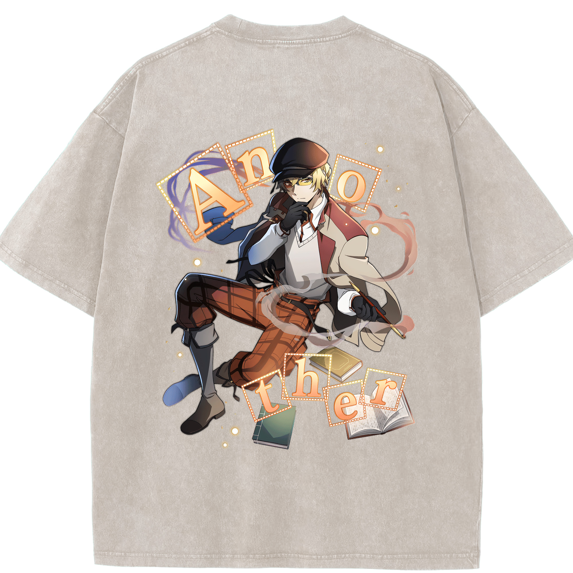 （画像用） 文豪ストレイドッグス Bungo Stray Dogs 綿100% ヴィンテージ風 半袖Tシャツ（背面プリント）