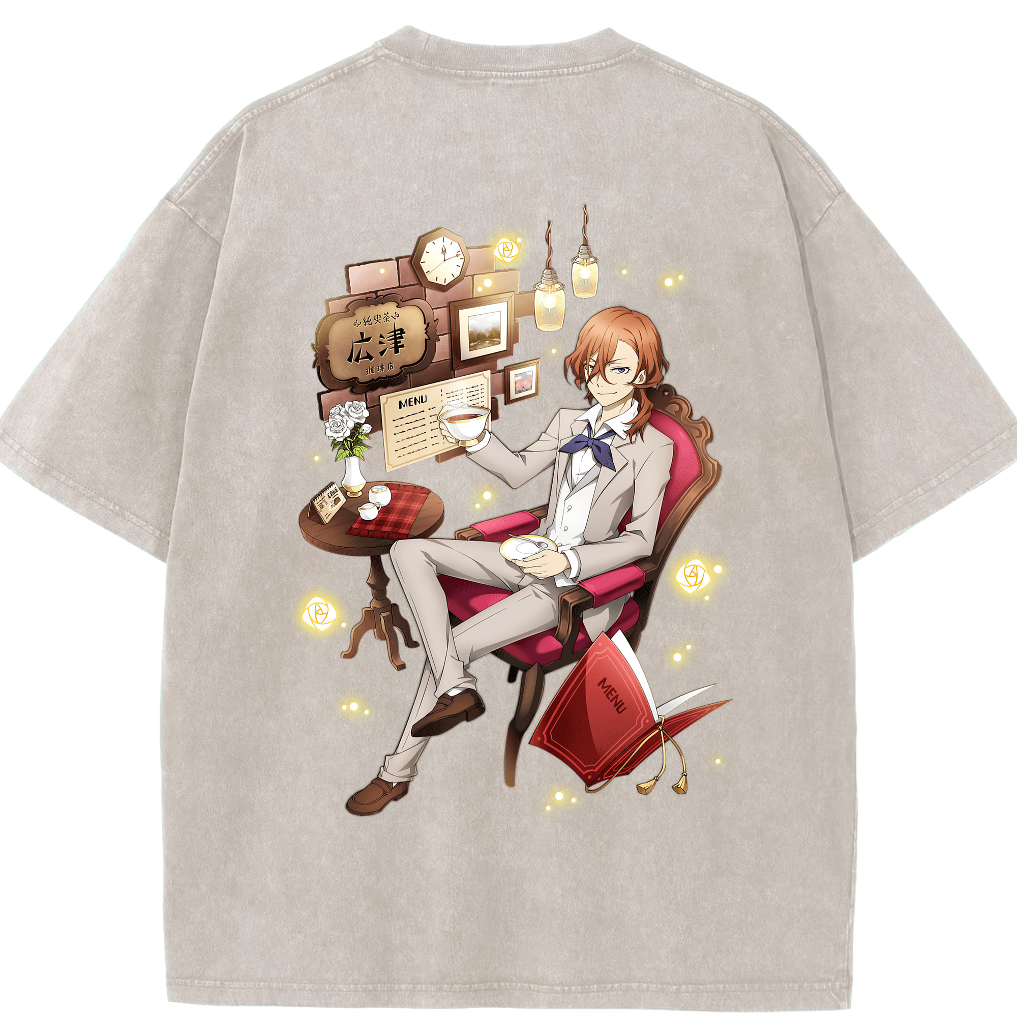 （画像用） 文豪ストレイドッグス Bungo Stray Dogs 綿100% ヴィンテージ風 半袖Tシャツ（背面プリント）