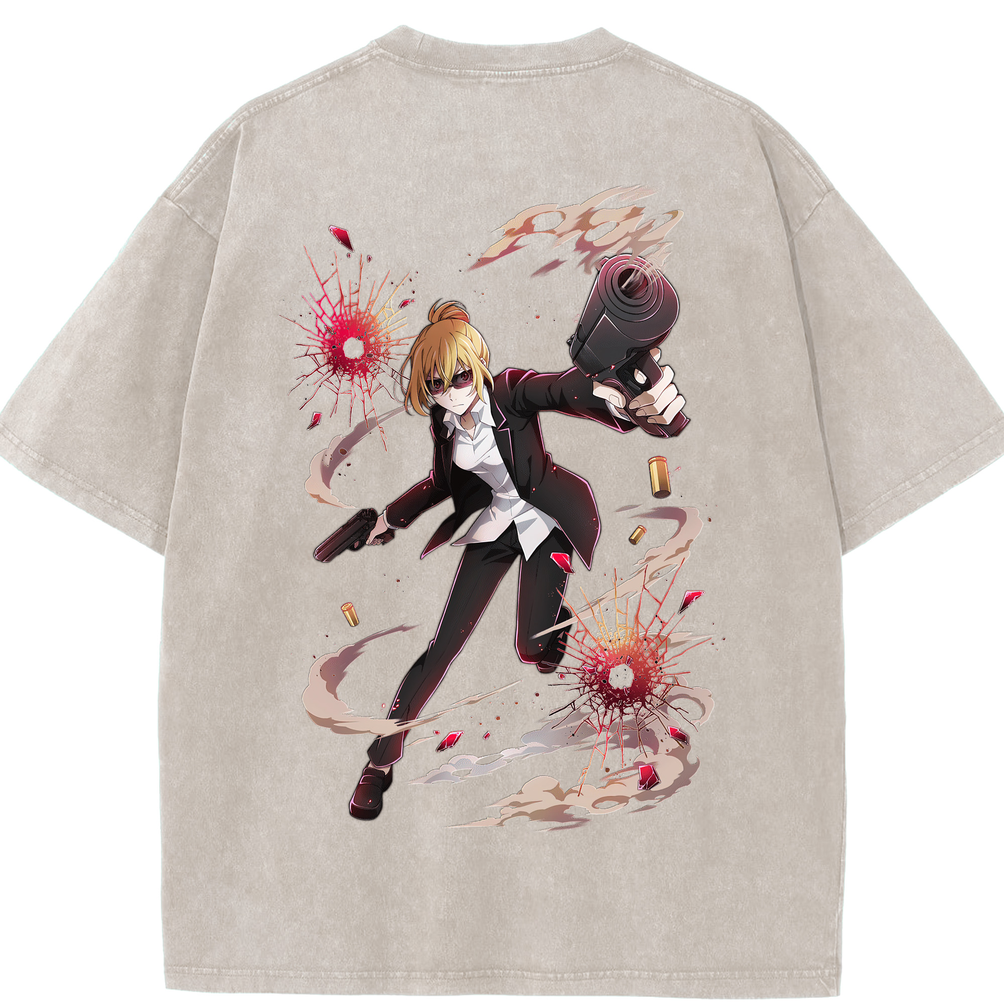 （画像用） 文豪ストレイドッグス Bungo Stray Dogs 綿100% ヴィンテージ風 半袖Tシャツ（背面プリント）
