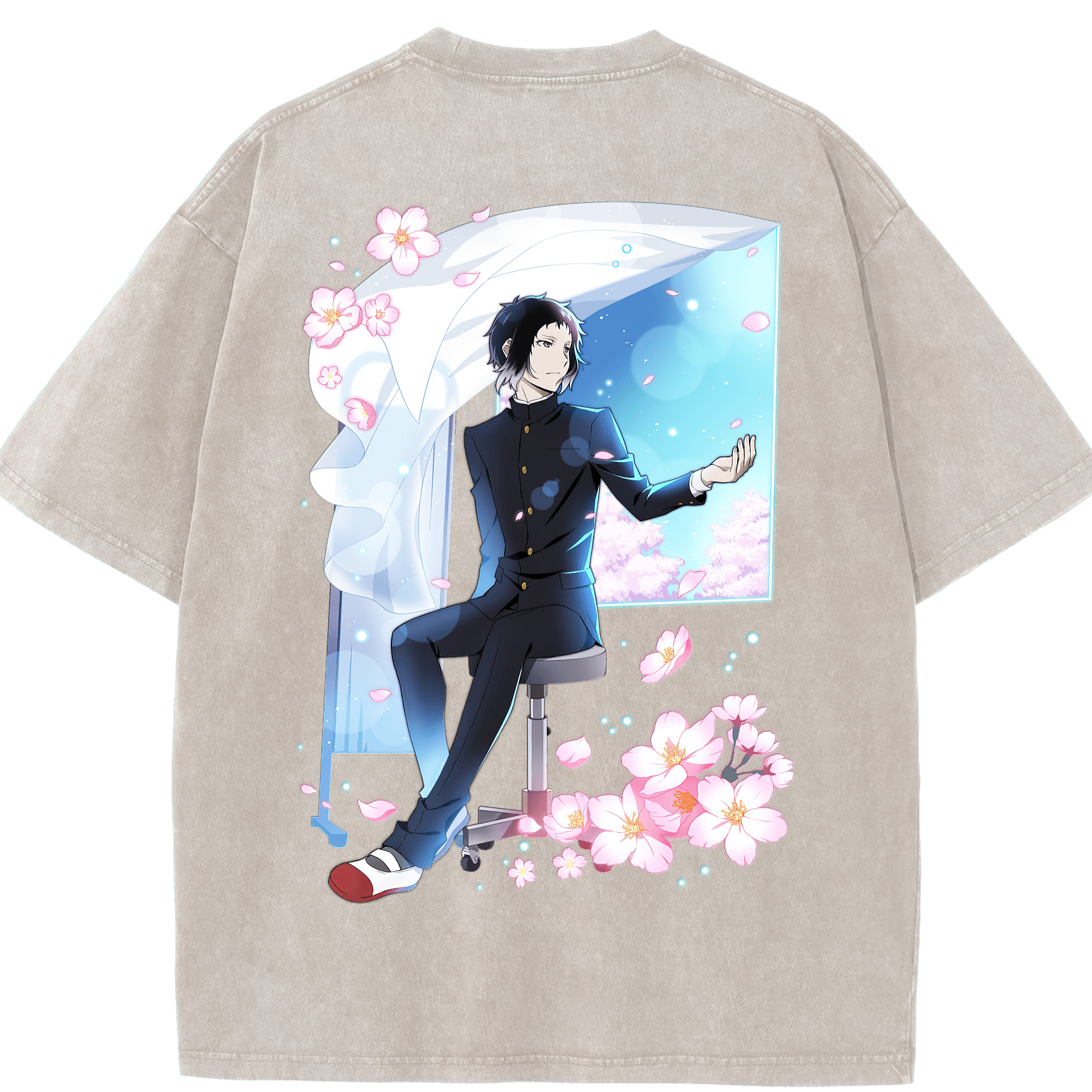 （画像用） 文豪ストレイドッグス Bungo Stray Dogs 綿100% ヴィンテージ風 半袖Tシャツ（背面プリント）