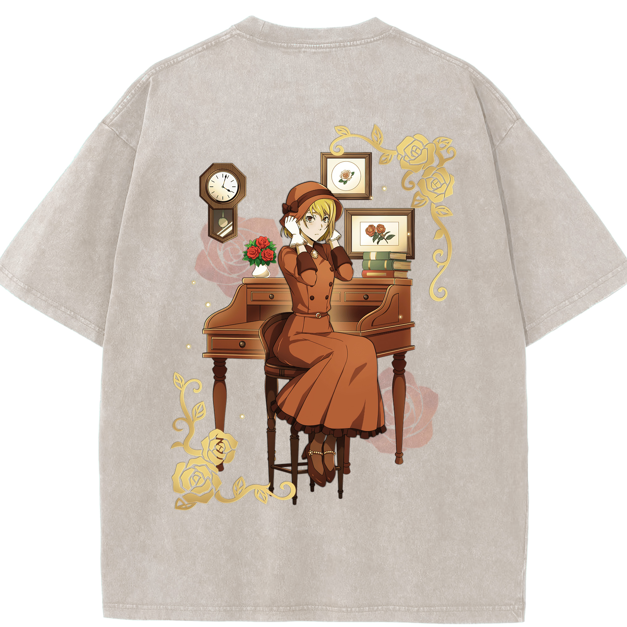 （画像用） 文豪ストレイドッグス Bungo Stray Dogs 綿100% ヴィンテージ風 半袖Tシャツ（背面プリント）