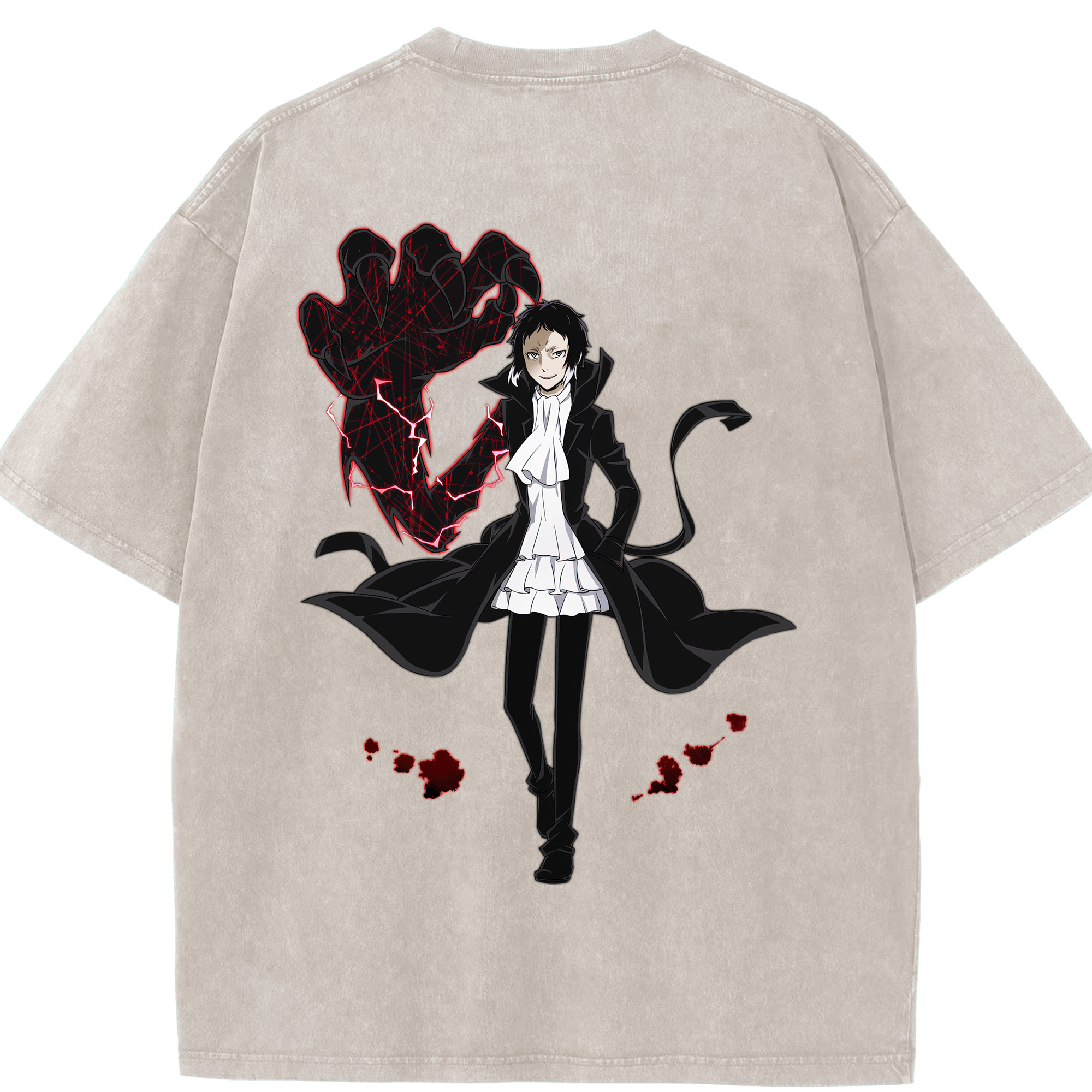 （画像用） 文豪ストレイドッグス Bungo Stray Dogs 綿100% ヴィンテージ風 半袖Tシャツ（背面プリント）