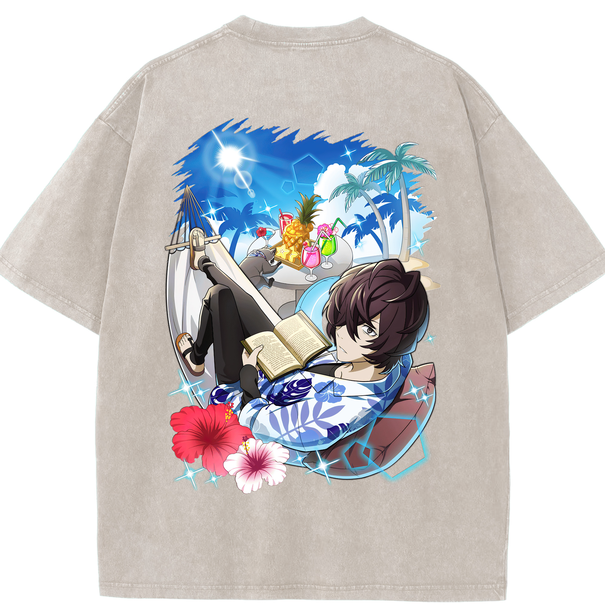 （画像用） 文豪ストレイドッグス Bungo Stray Dogs 綿100% ヴィンテージ風 半袖Tシャツ（背面プリント）