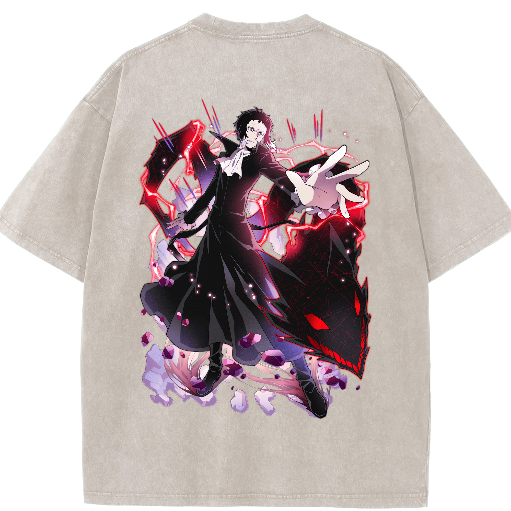 （画像用） 文豪ストレイドッグス Bungo Stray Dogs 綿100% ヴィンテージ風 半袖Tシャツ（背面プリント）