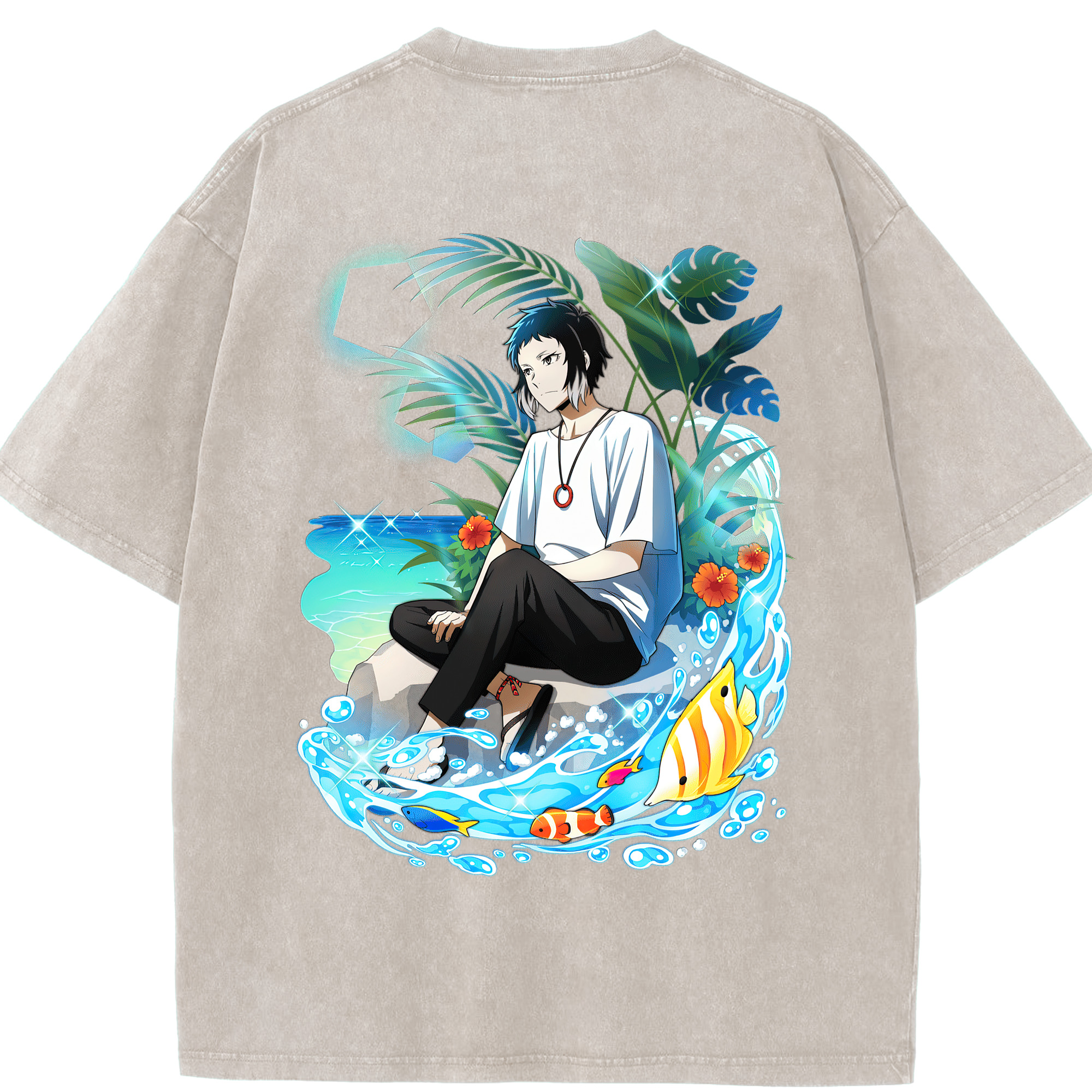 （画像用） 文豪ストレイドッグス Bungo Stray Dogs 綿100% ヴィンテージ風 半袖Tシャツ（背面プリント）