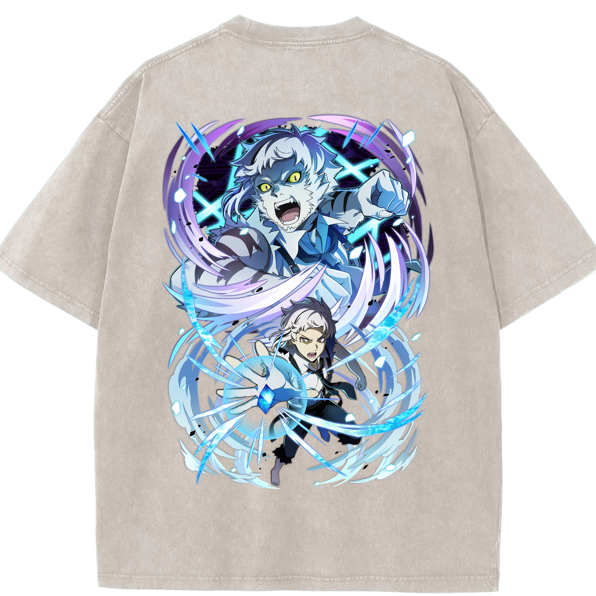 （画像用） 文豪ストレイドッグス Bungo Stray Dogs 綿100% ヴィンテージ風 半袖Tシャツ（背面プリント）