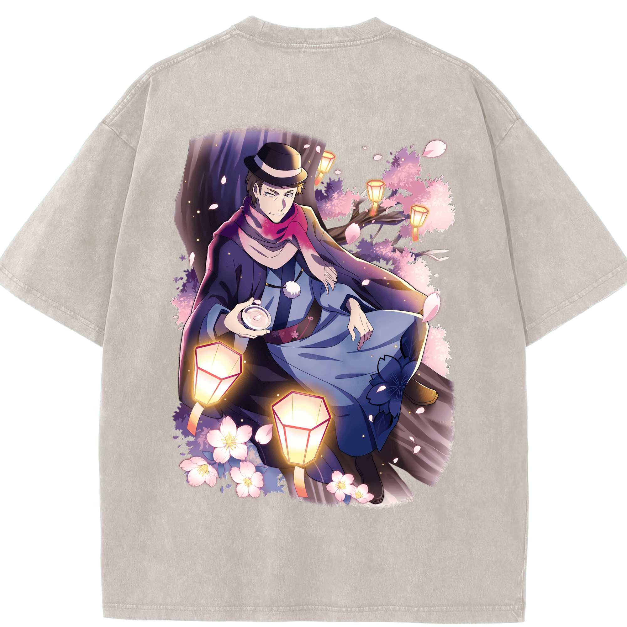 （画像用） 文豪ストレイドッグス Bungo Stray Dogs 綿100% ヴィンテージ風 半袖Tシャツ（背面プリント）