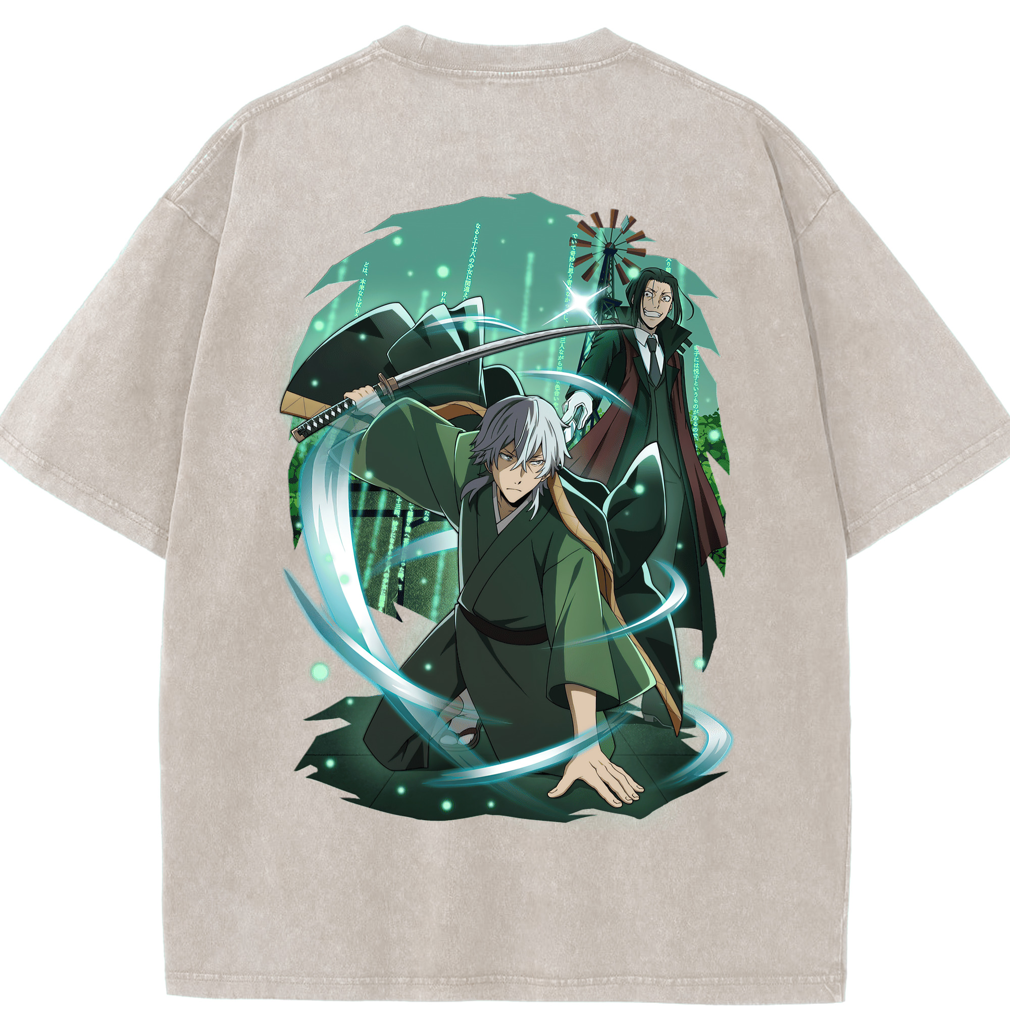 （画像用） 文豪ストレイドッグス Bungo Stray Dogs 綿100% ヴィンテージ風 半袖Tシャツ（背面プリント）