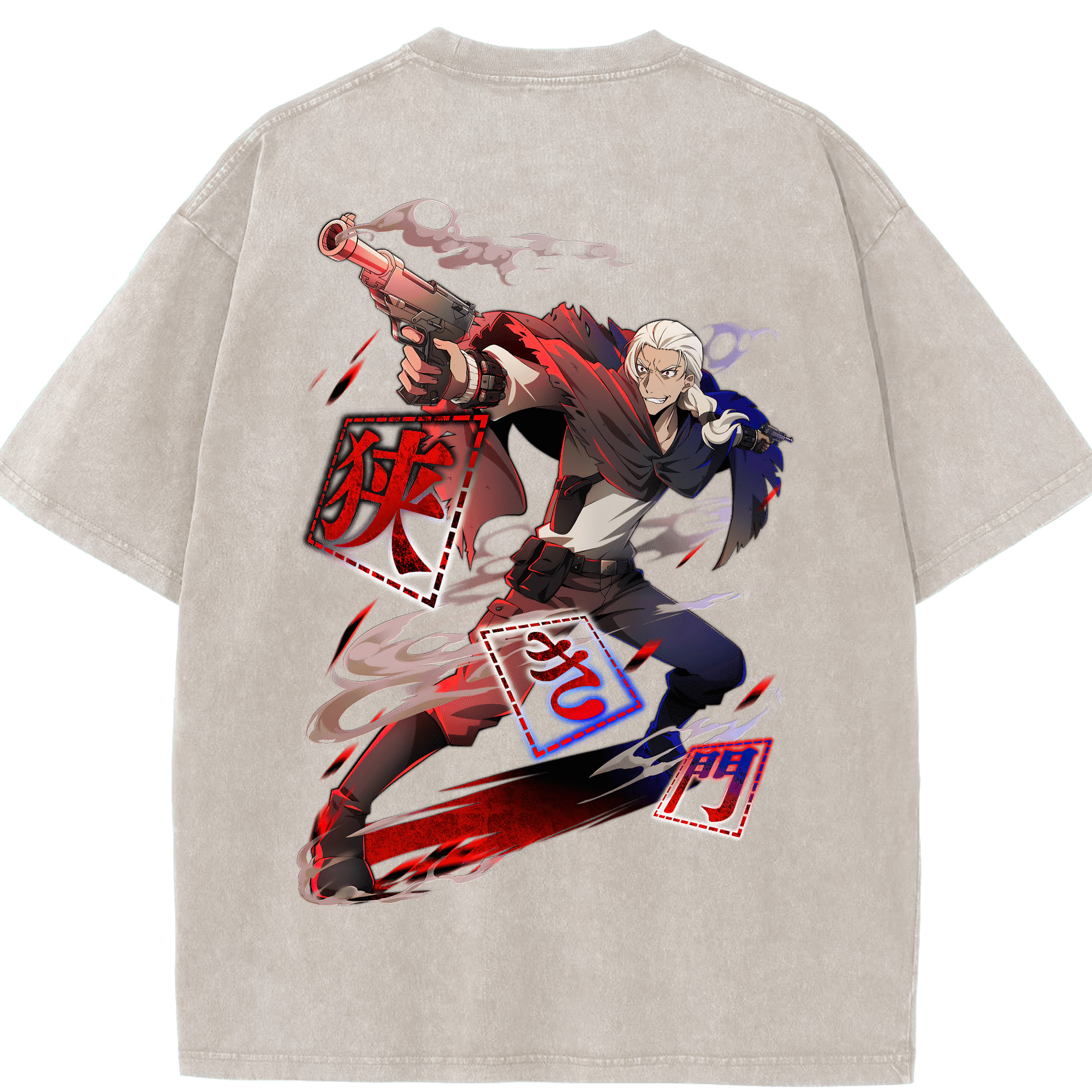 （画像用） 文豪ストレイドッグス Bungo Stray Dogs 綿100% ヴィンテージ風 半袖Tシャツ（背面プリント）