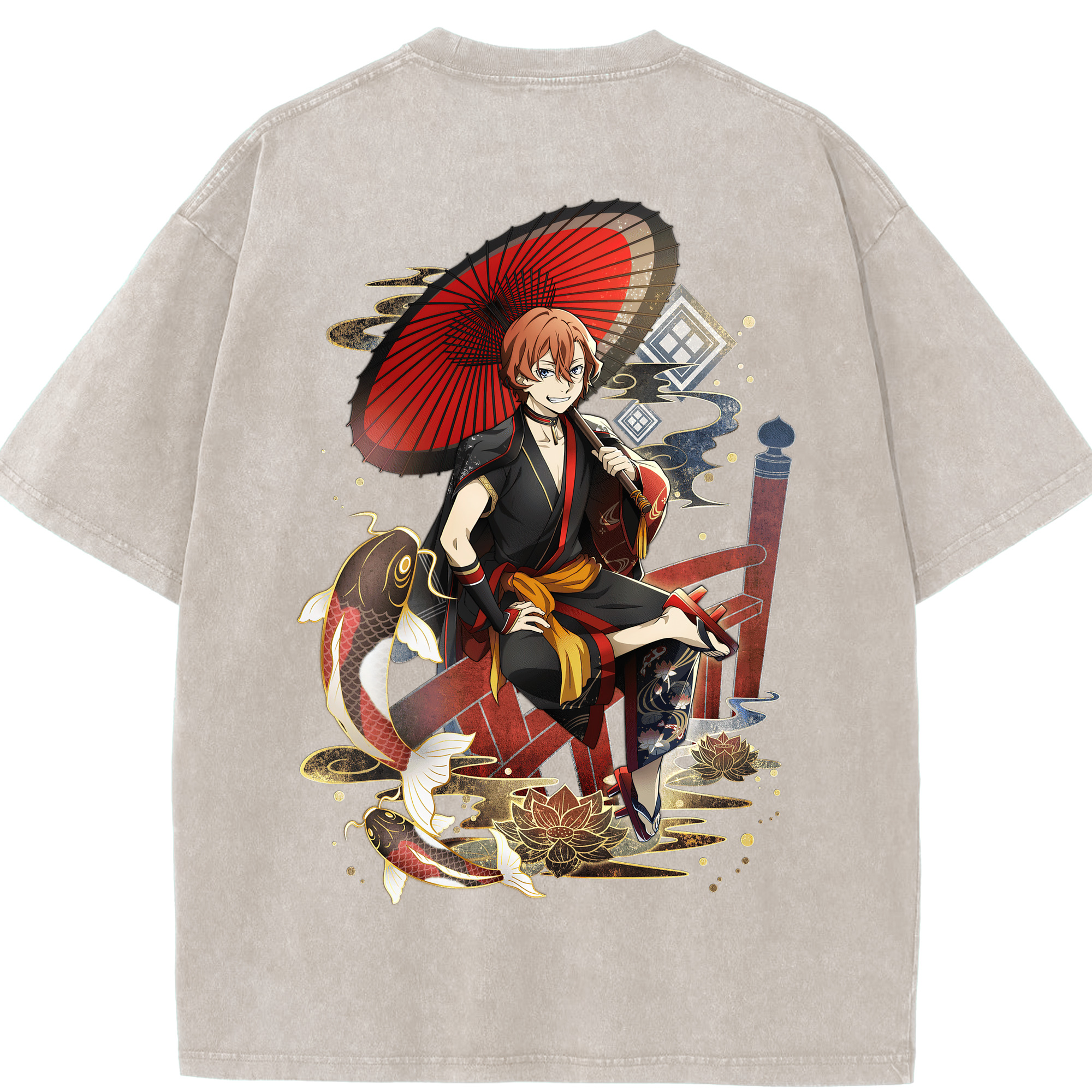 （画像用） 文豪ストレイドッグス Bungo Stray Dogs 綿100% ヴィンテージ風 半袖Tシャツ（背面プリント）