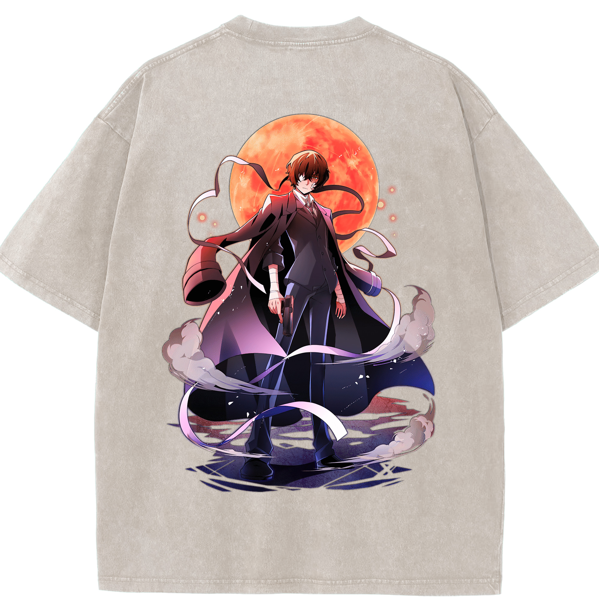 （画像用） 文豪ストレイドッグス Bungo Stray Dogs 綿100% ヴィンテージ風 半袖Tシャツ（背面プリント）