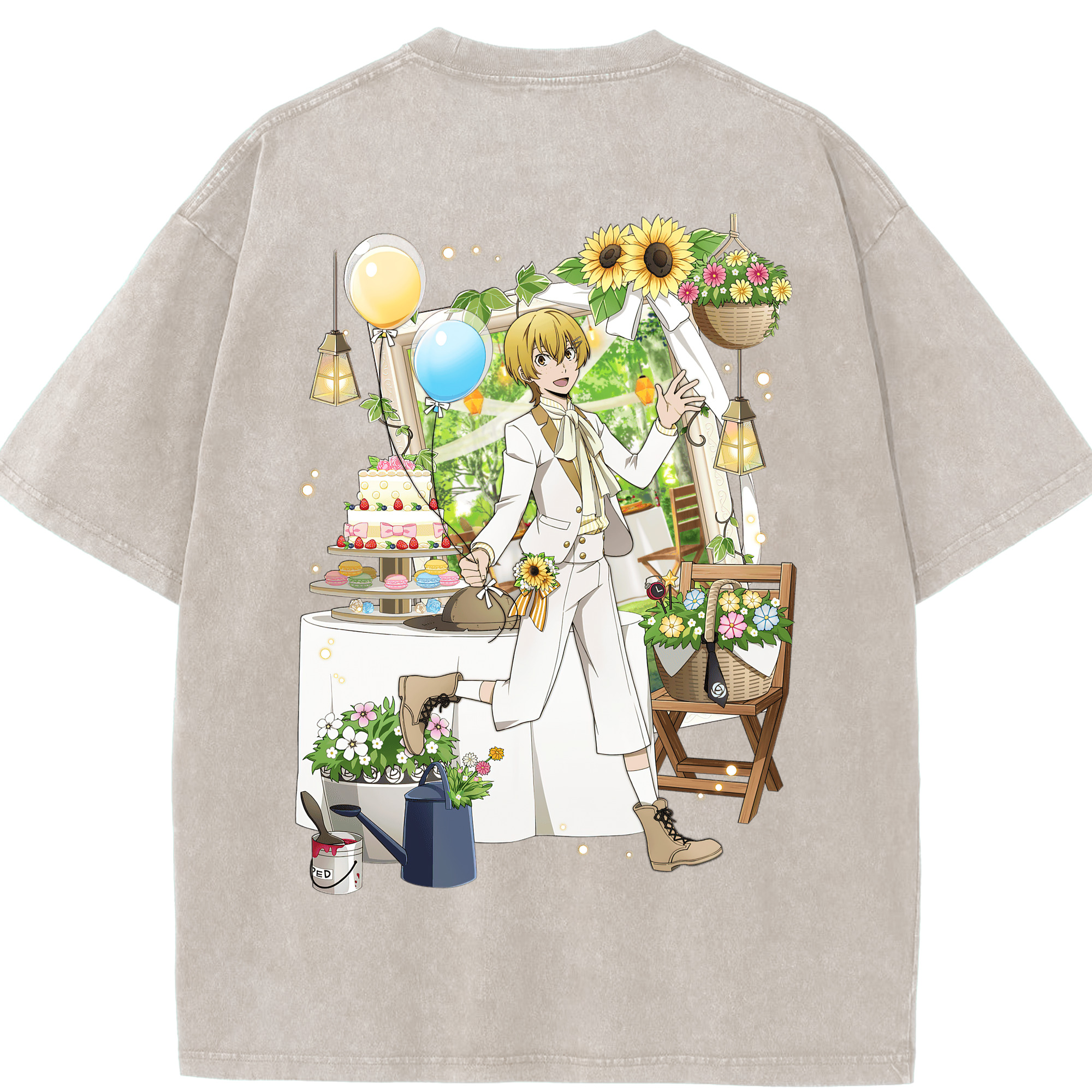 （画像用） 文豪ストレイドッグス Bungo Stray Dogs 綿100% ヴィンテージ風 半袖Tシャツ（背面プリント）