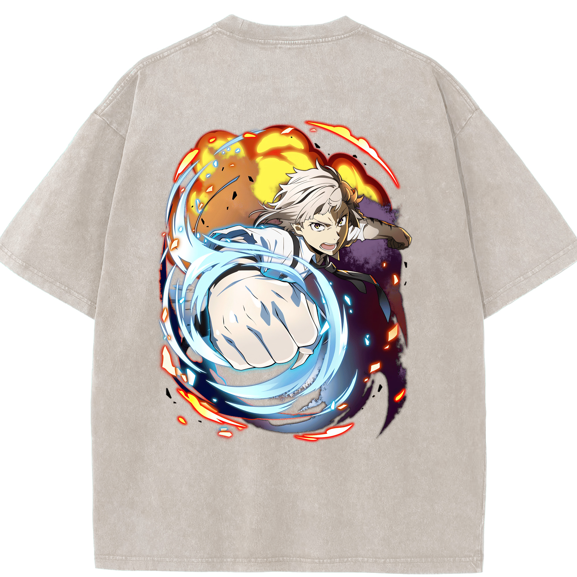 （画像用） 文豪ストレイドッグス Bungo Stray Dogs 綿100% ヴィンテージ風 半袖Tシャツ（背面プリント）