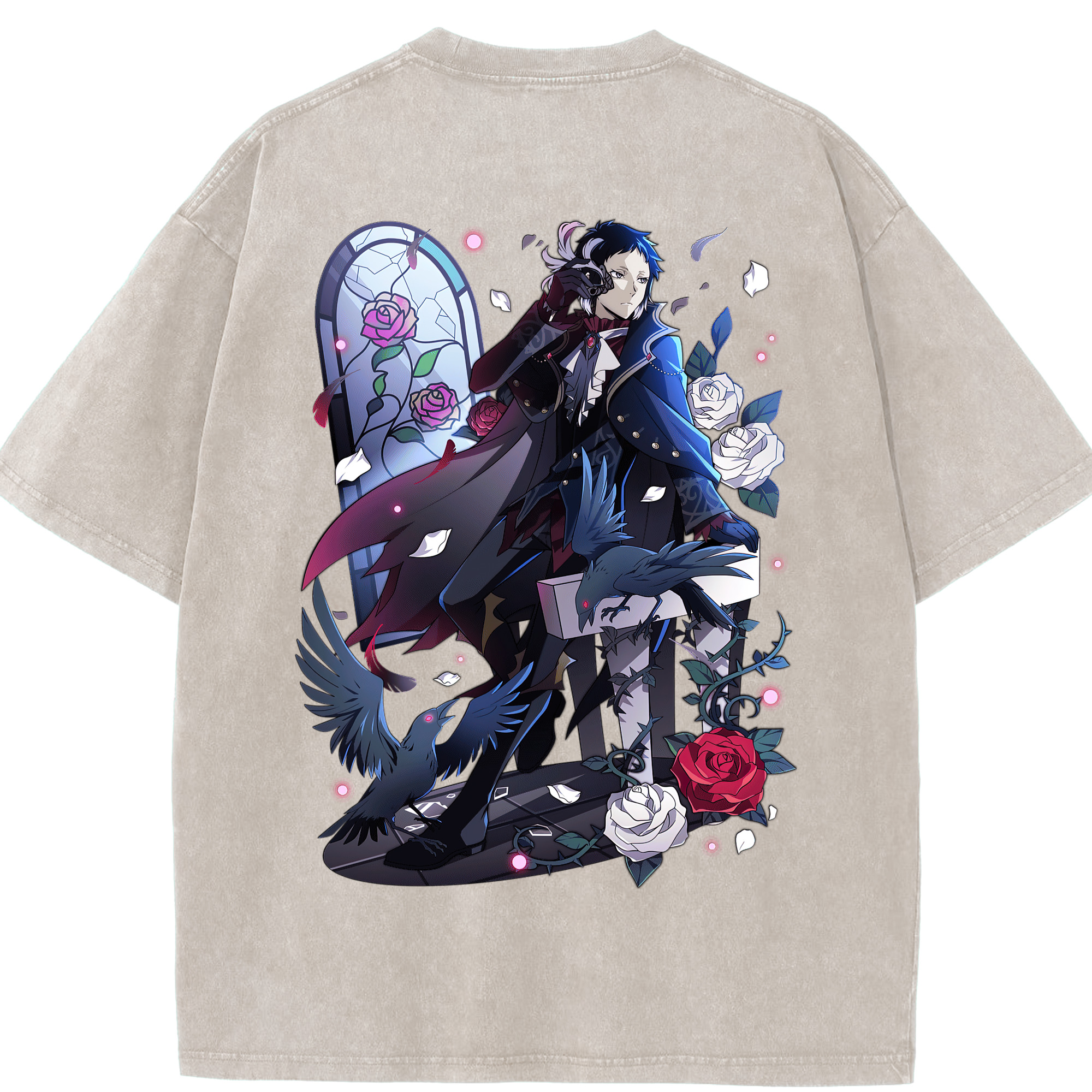（画像用） 文豪ストレイドッグス Bungo Stray Dogs 綿100% ヴィンテージ風 半袖Tシャツ（背面プリント）