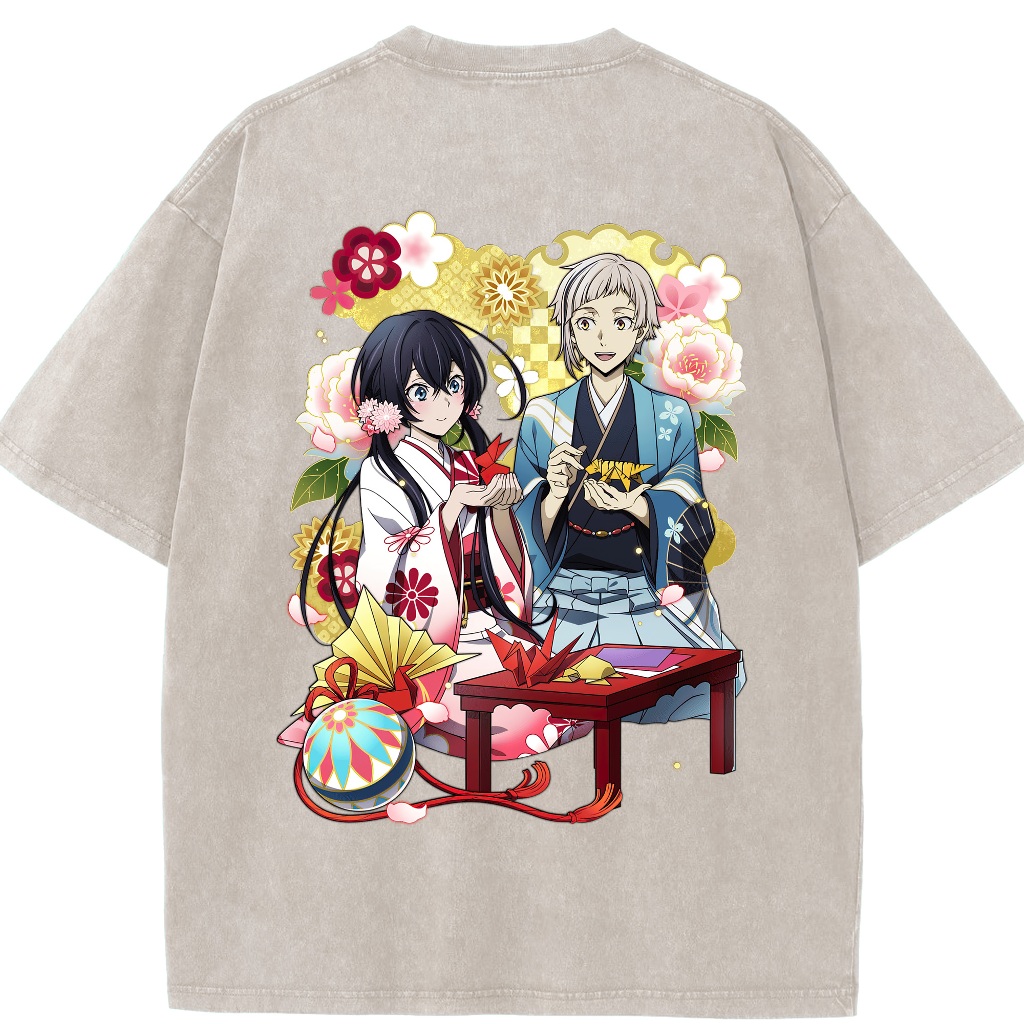 （画像用） 文豪ストレイドッグス Bungo Stray Dogs 綿100% ヴィンテージ風 半袖Tシャツ（背面プリント）