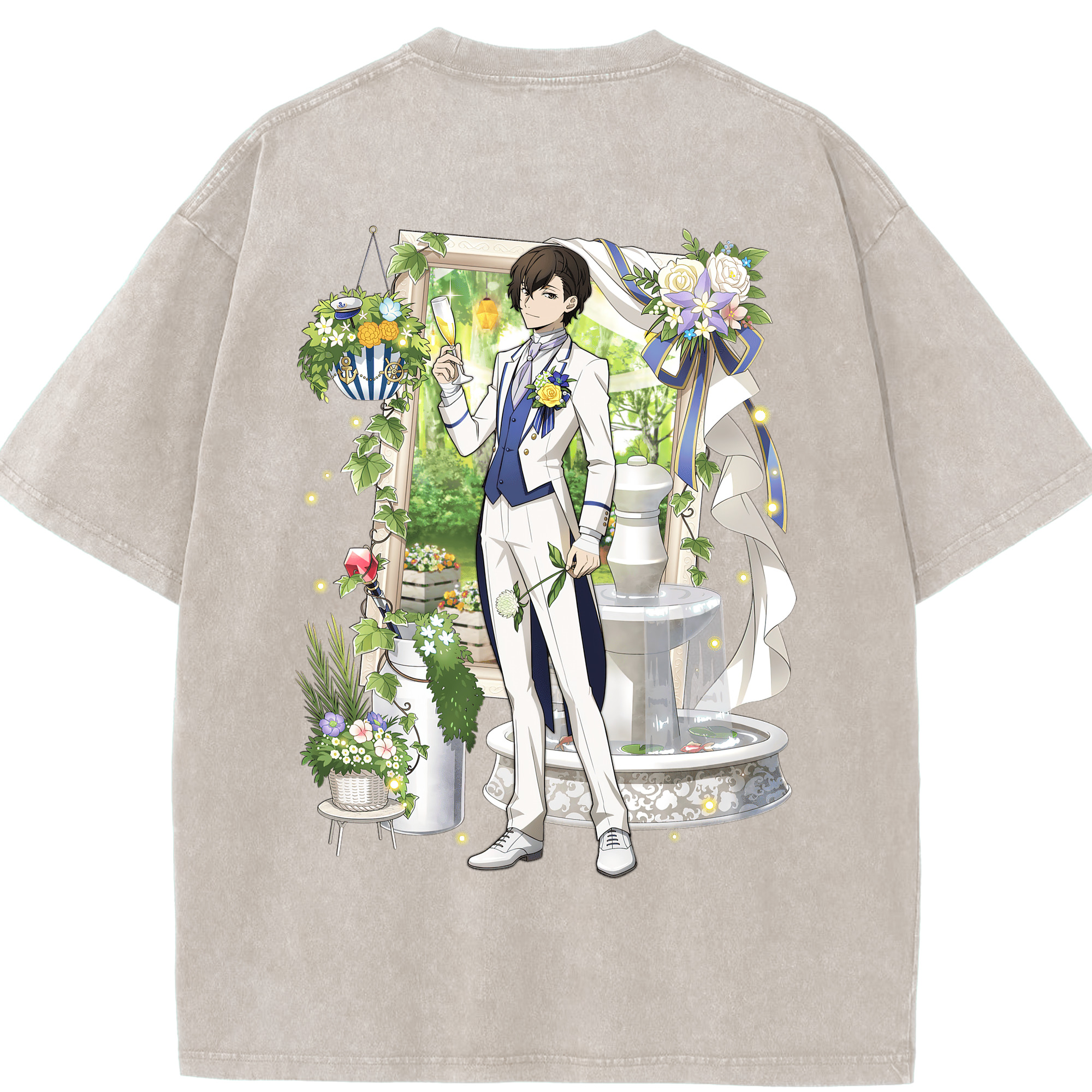 （画像用） 文豪ストレイドッグス Bungo Stray Dogs 綿100% ヴィンテージ風 半袖Tシャツ（背面プリント）