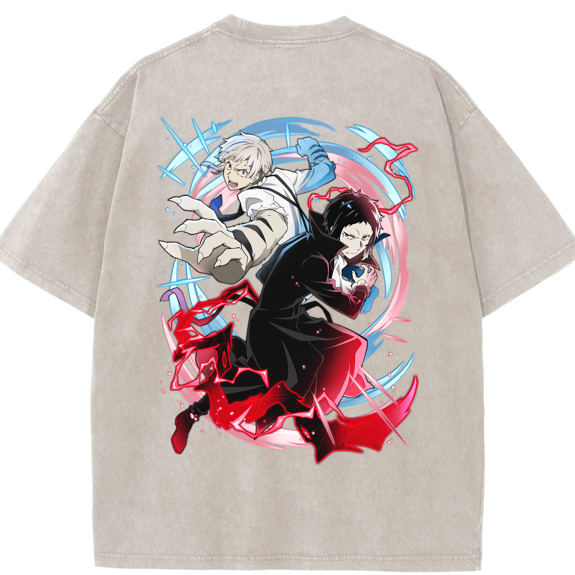 （画像用） 文豪ストレイドッグス Bungo Stray Dogs 綿100% ヴィンテージ風 半袖Tシャツ（背面プリント）