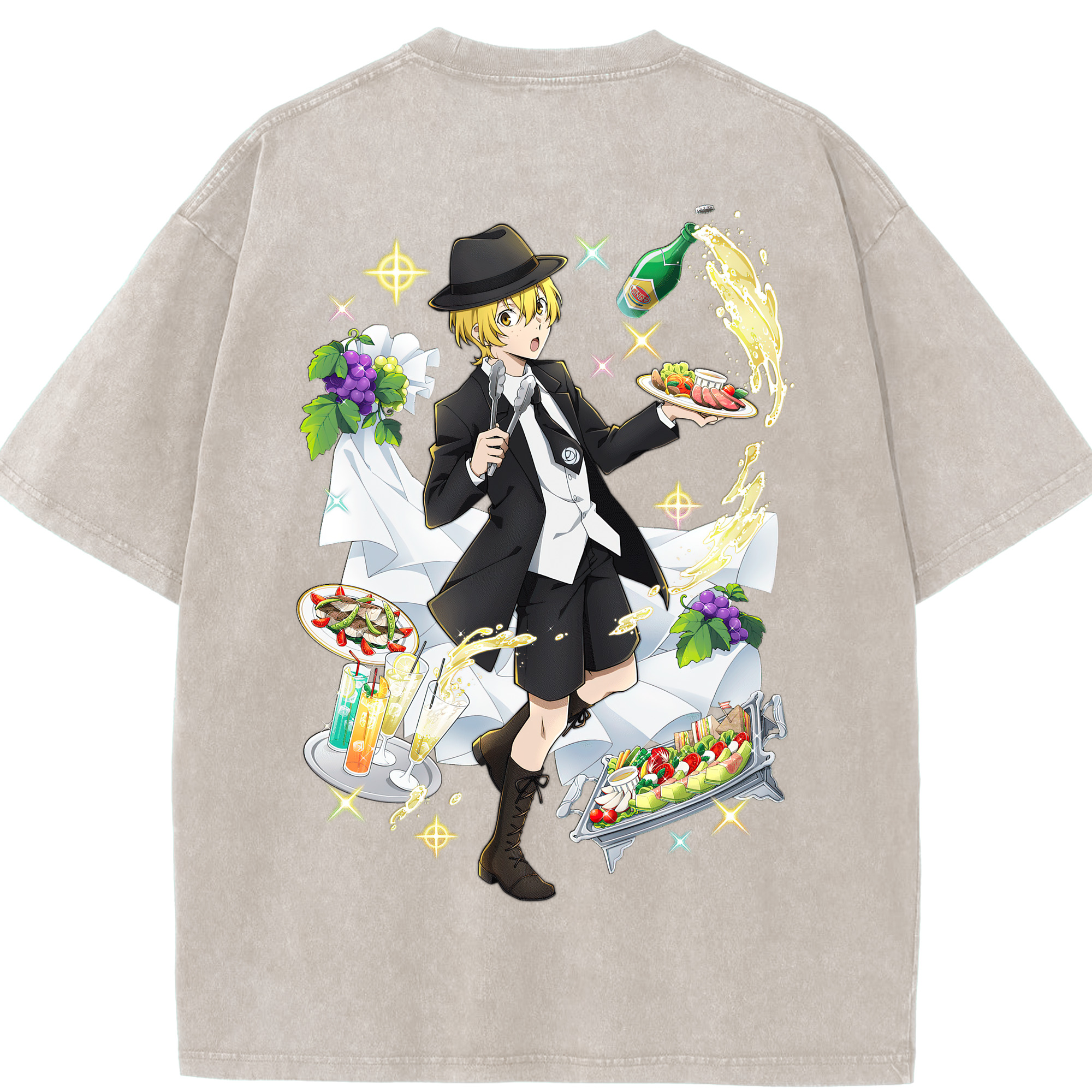 （画像用） 文豪ストレイドッグス Bungo Stray Dogs 綿100% ヴィンテージ風 半袖Tシャツ（背面プリント）