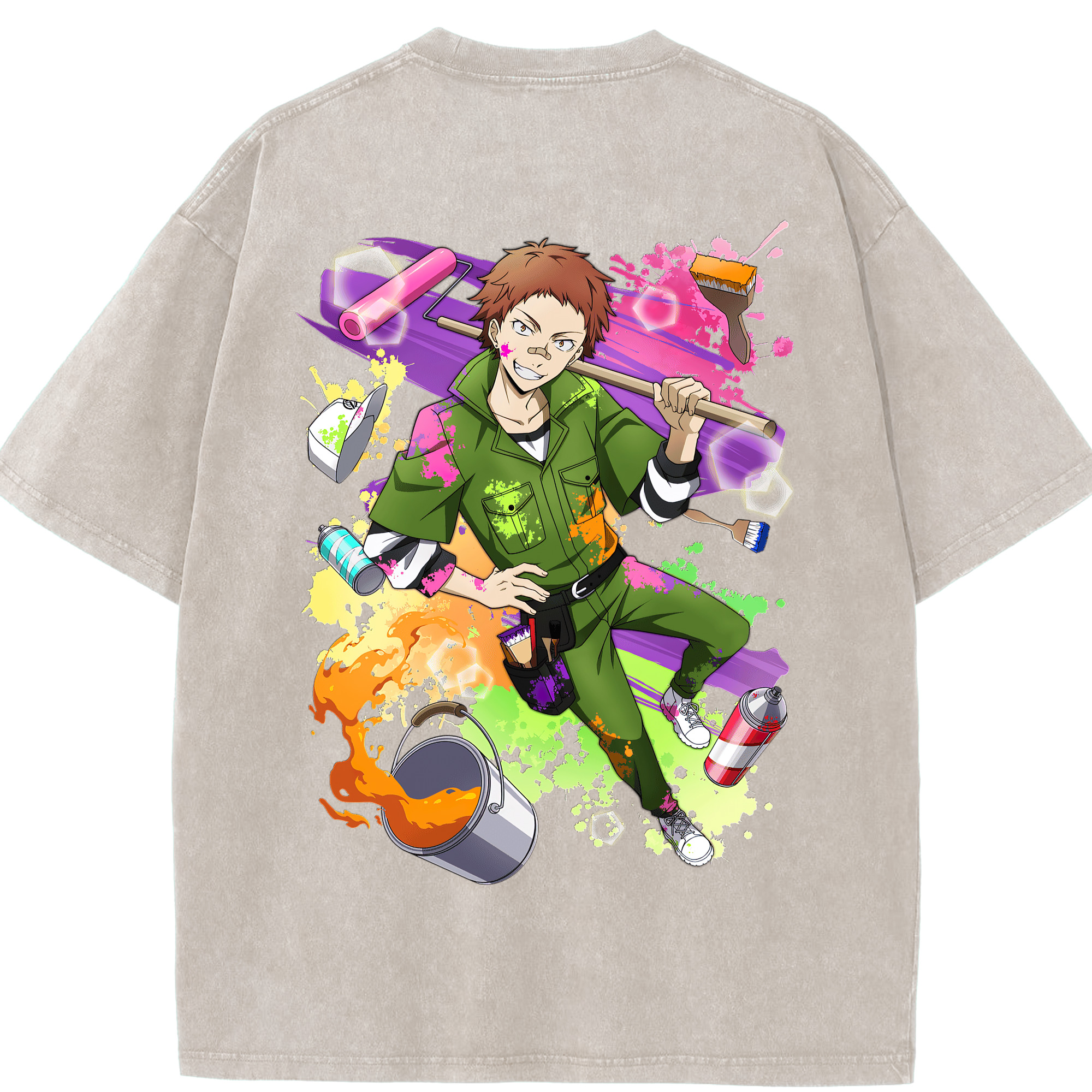 （画像用） 文豪ストレイドッグス Bungo Stray Dogs 綿100% ヴィンテージ風 半袖Tシャツ（背面プリント）