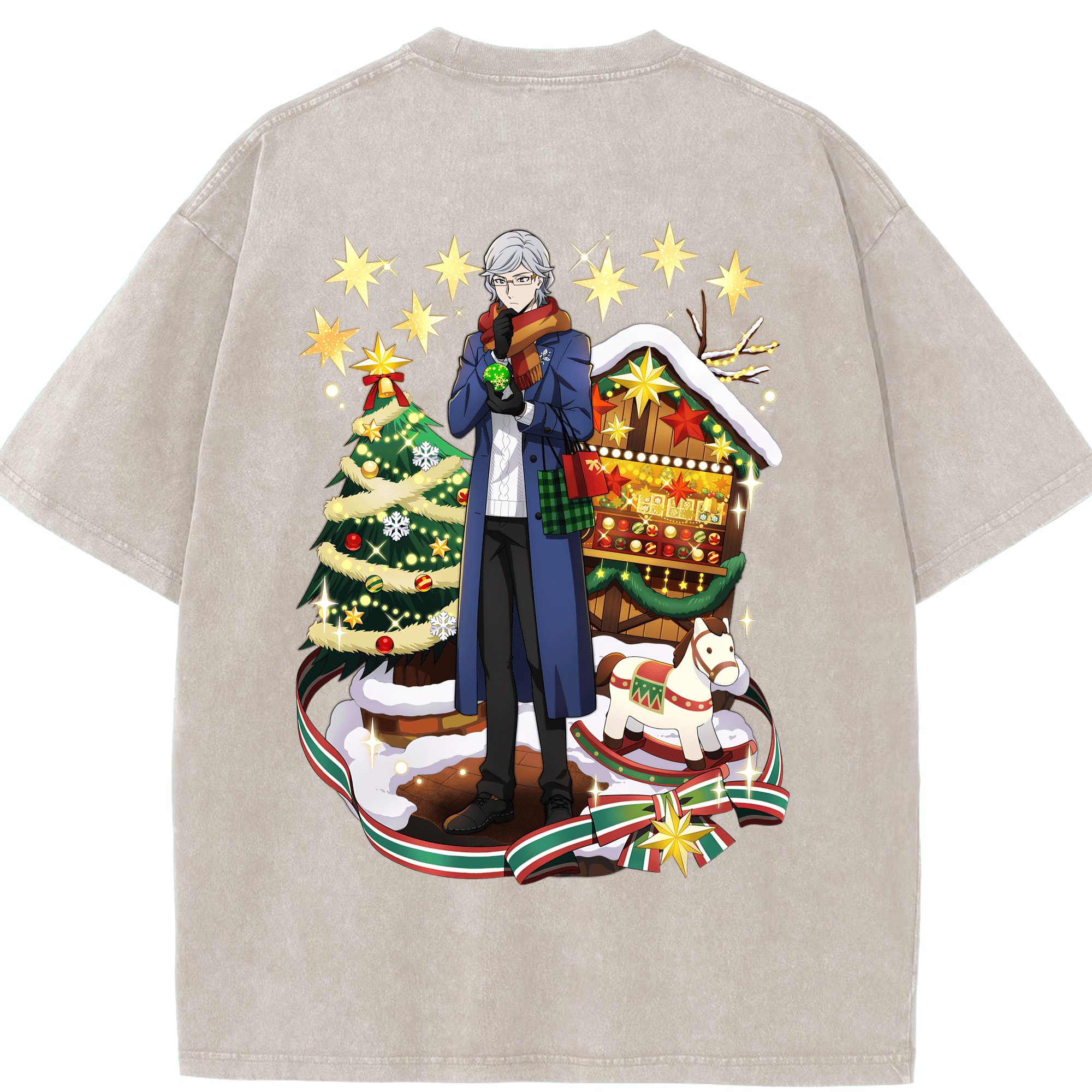 （画像用） 文豪ストレイドッグス Bungo Stray Dogs 綿100% ヴィンテージ風 半袖Tシャツ（背面プリント）