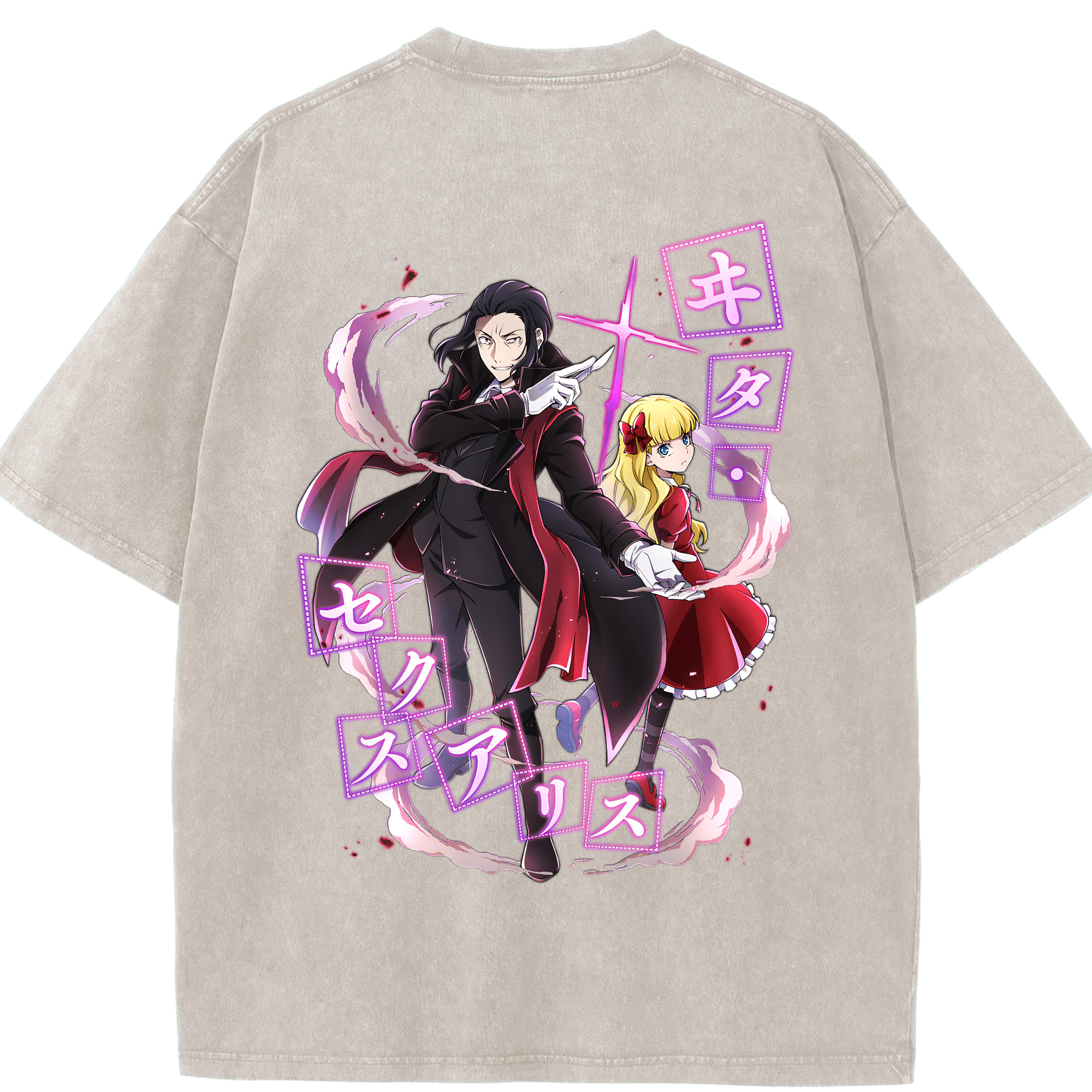 （画像用） 文豪ストレイドッグス Bungo Stray Dogs 綿100% ヴィンテージ風 半袖Tシャツ（背面プリント）