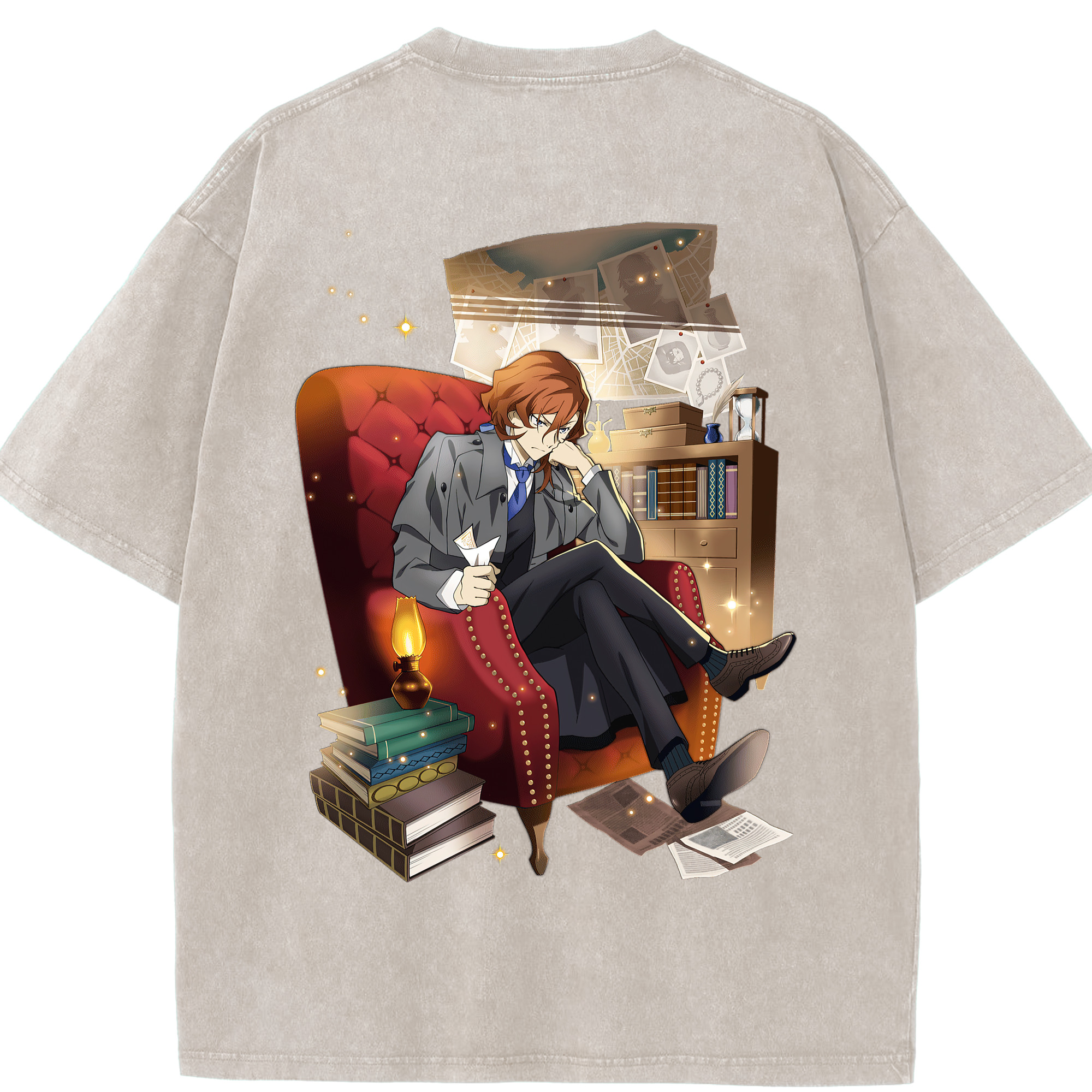 （画像用） 文豪ストレイドッグス Bungo Stray Dogs 綿100% ヴィンテージ風 半袖Tシャツ（背面プリント）