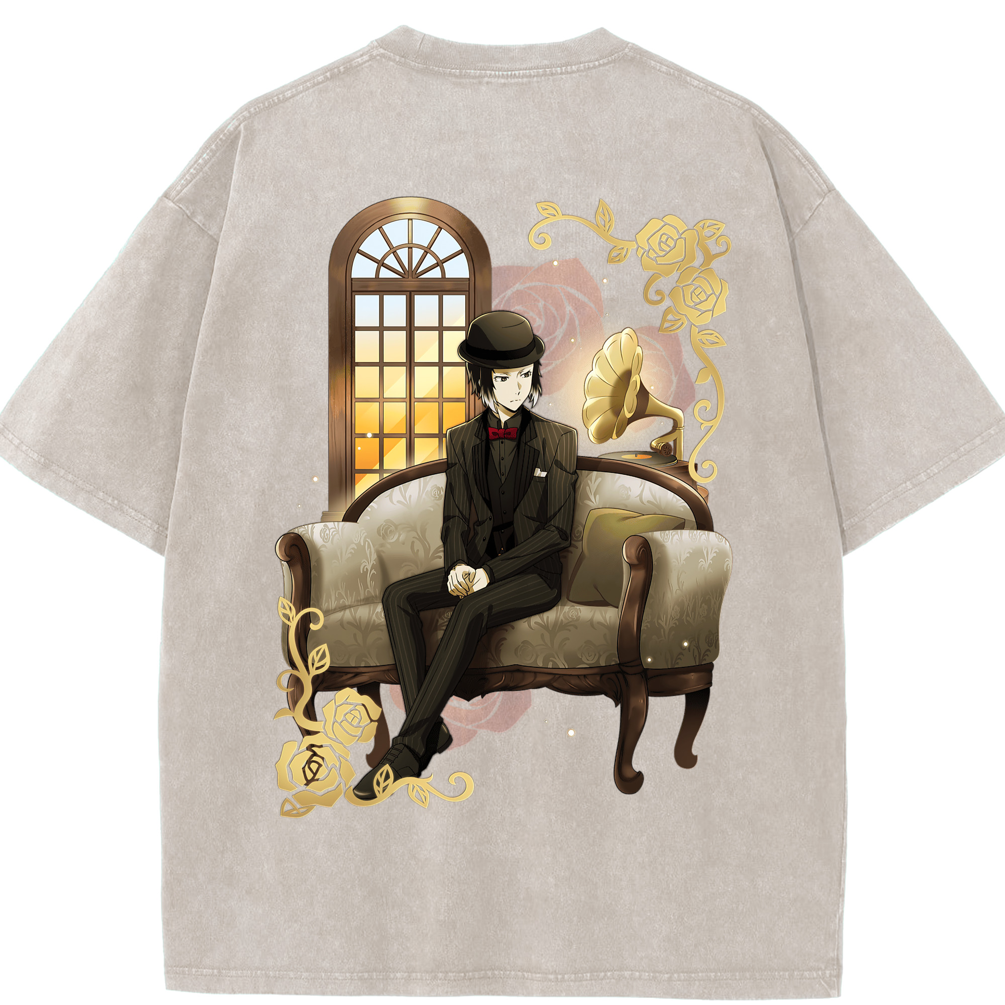 （画像用） 文豪ストレイドッグス Bungo Stray Dogs 綿100% ヴィンテージ風 半袖Tシャツ（背面プリント）