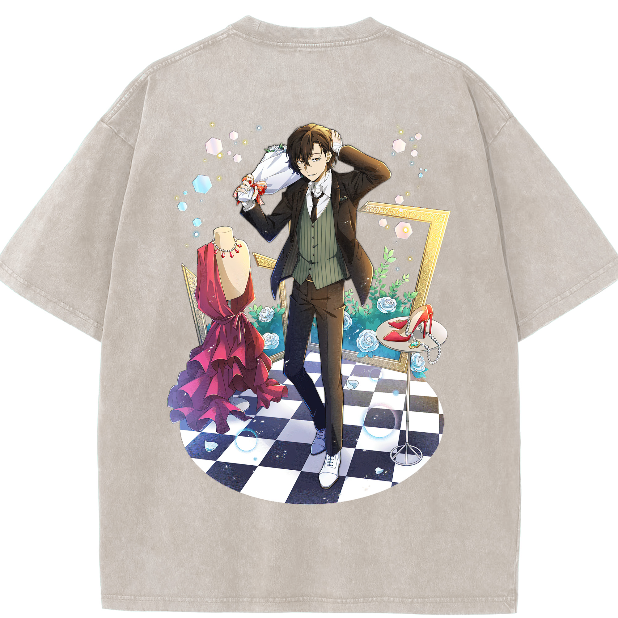 （画像用） 文豪ストレイドッグス Bungo Stray Dogs 綿100% ヴィンテージ風 半袖Tシャツ（背面プリント）