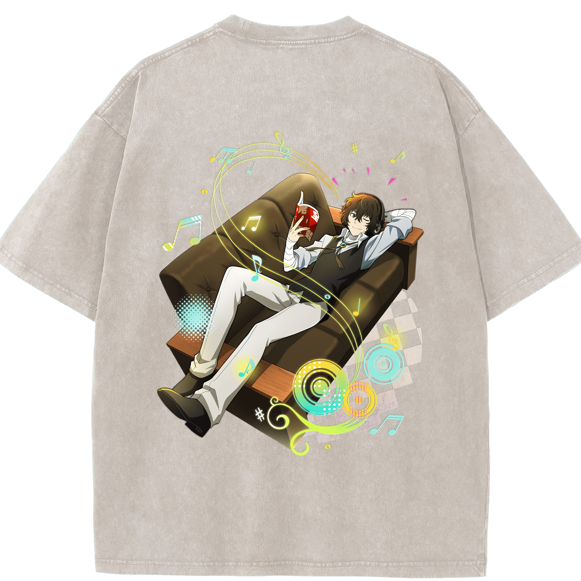 （画像用） 文豪ストレイドッグス Bungo Stray Dogs 綿100% ヴィンテージ風 半袖Tシャツ（背面プリント）