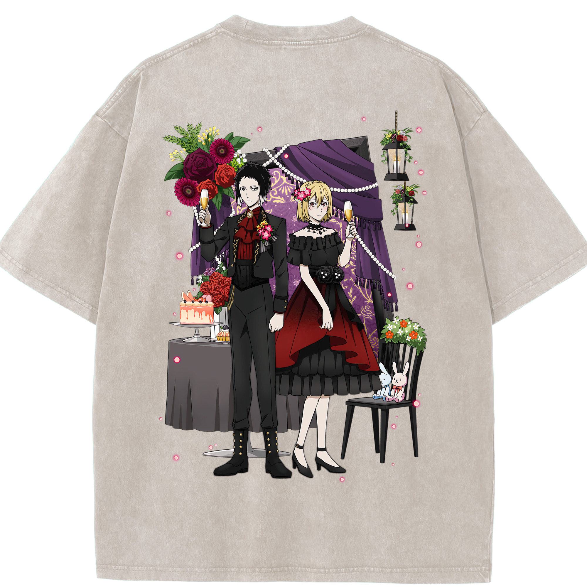 （画像用） 文豪ストレイドッグス Bungo Stray Dogs 綿100% ヴィンテージ風 半袖Tシャツ（背面プリント）